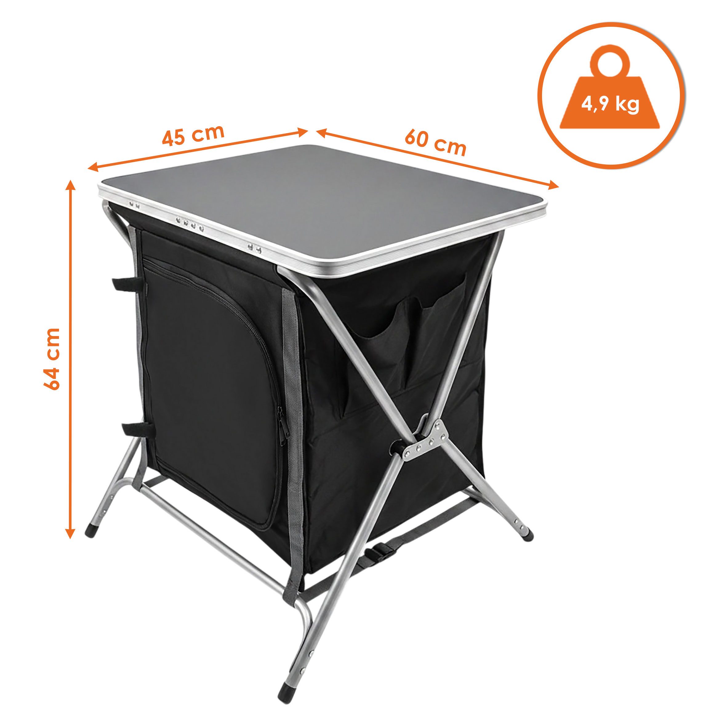 Spetebo Campingtisch 2-in-1 Campingschrank und Tisch - 64 x 60 cm, klappbar