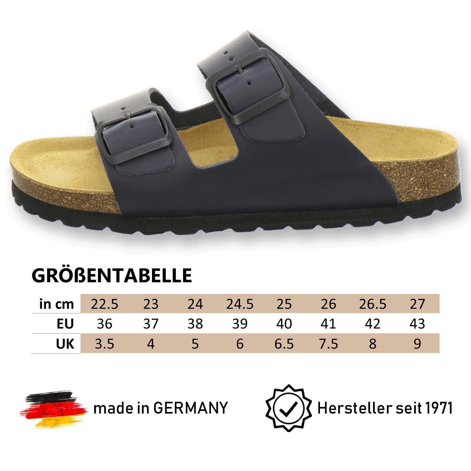 AFS-Schuhe 2100 Glattleder aus navy mit Germany für Made Pantolette Fussbett, in Damen Leder