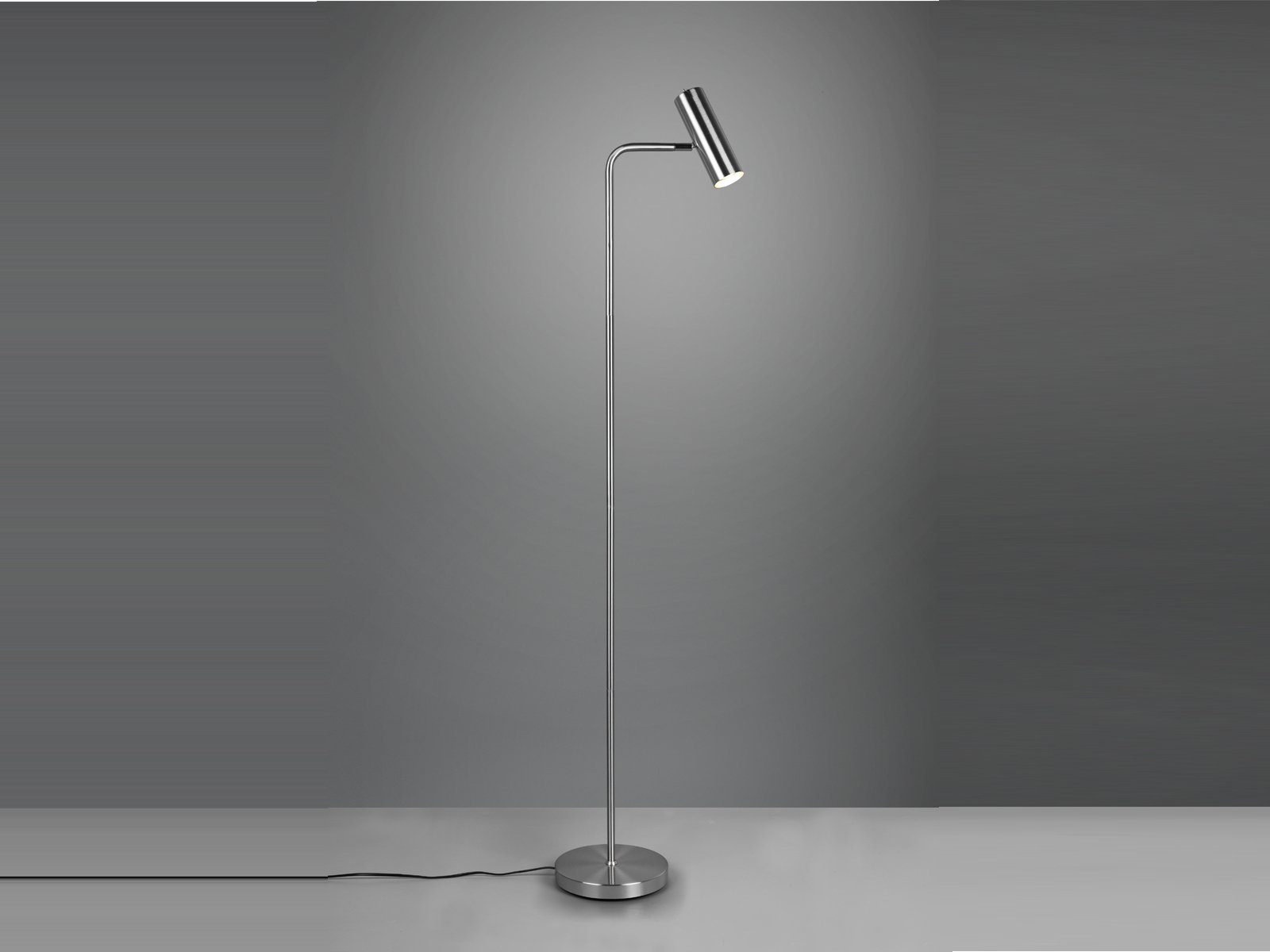 TRIO Leuchten LED Stehlampe, Dimmfunktion, LED wechselbar, Warmweiß, Lampenschirm schwenkbar, Leselampe minimalistisch Silber, Höhe 151cm