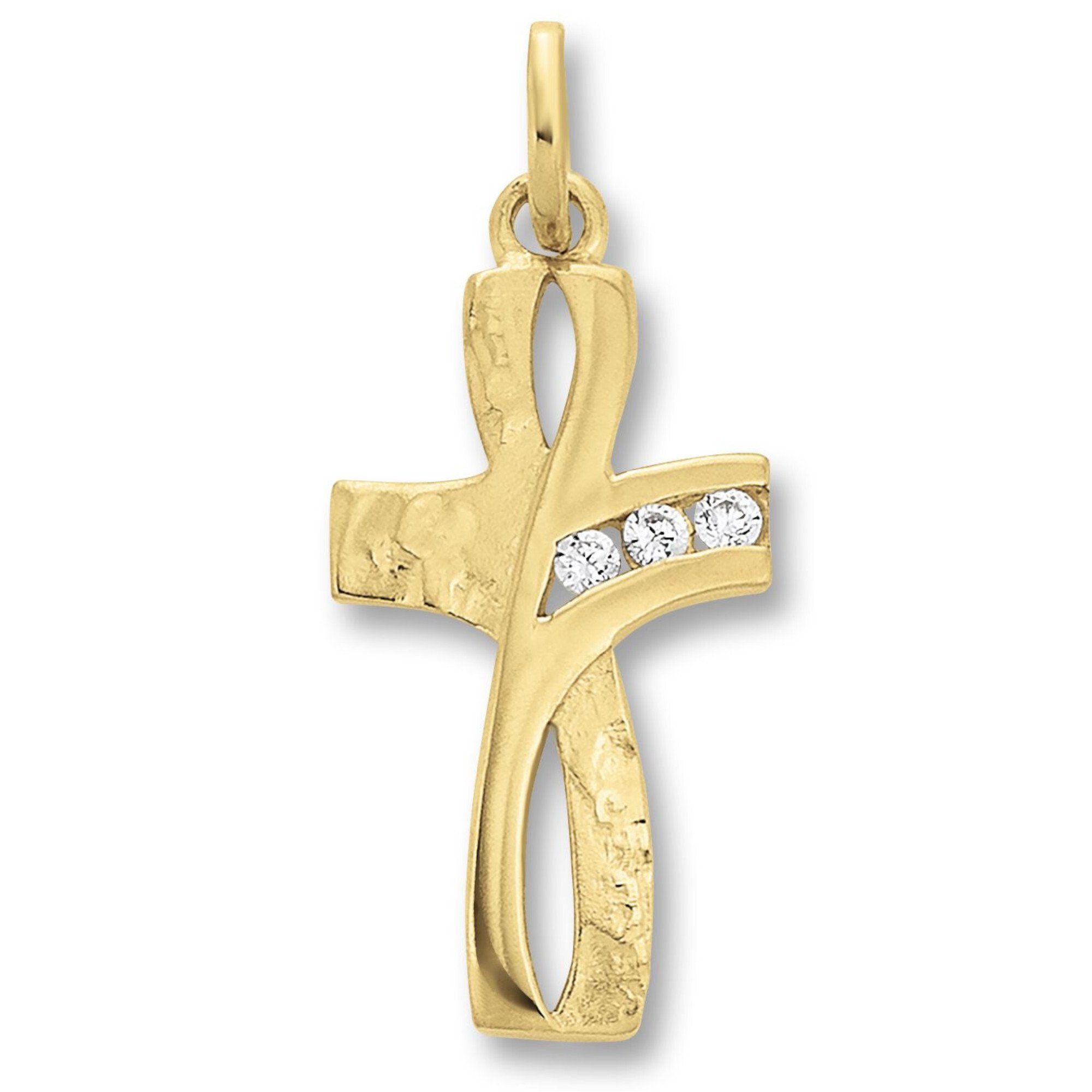 Kettenanhänger Zirkonia Kreuz Anhänger aus 333 Gelbgold