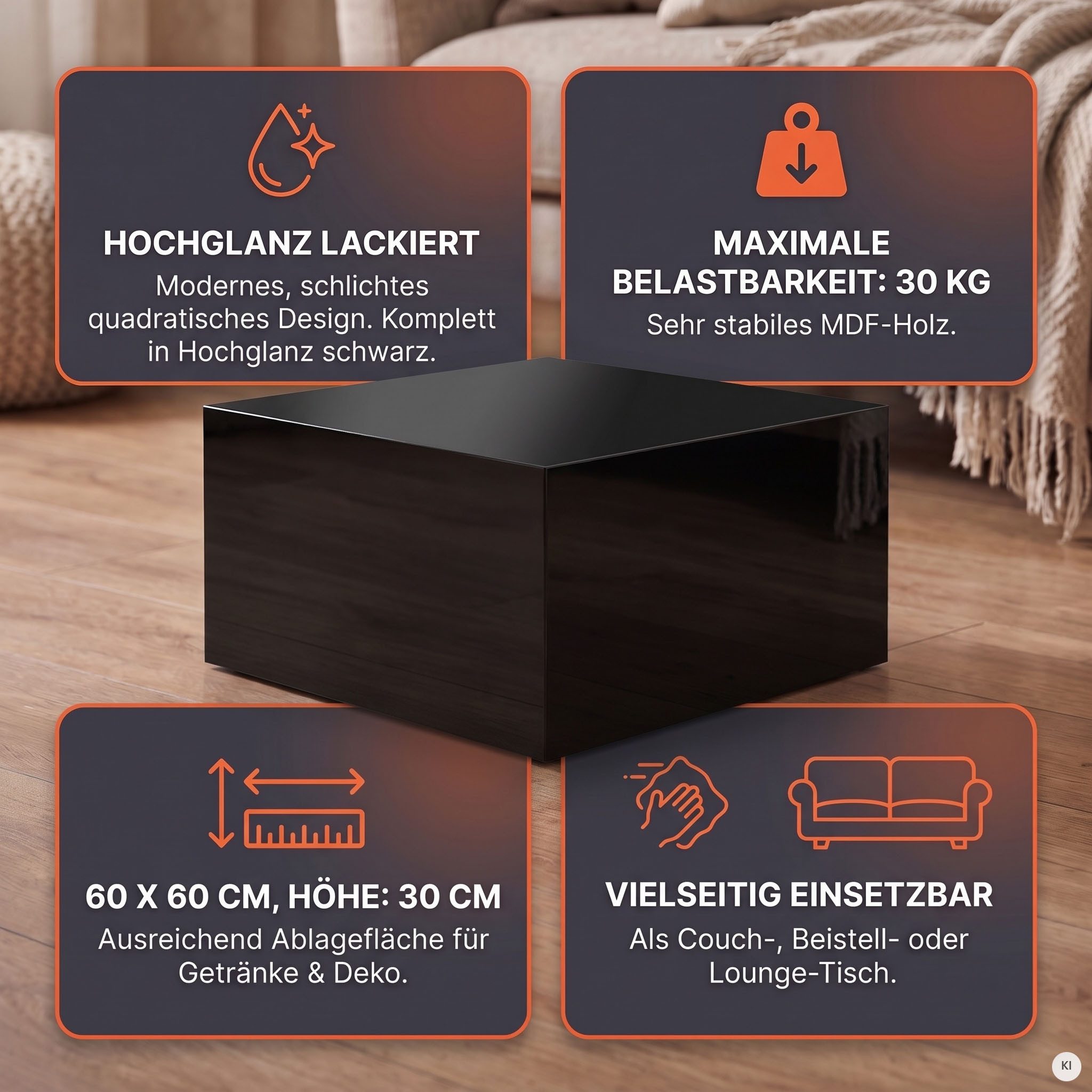 SalesFever Couchtisch, Schnörkelloses Design trifft auf ultramoderne Hochglanzoptik