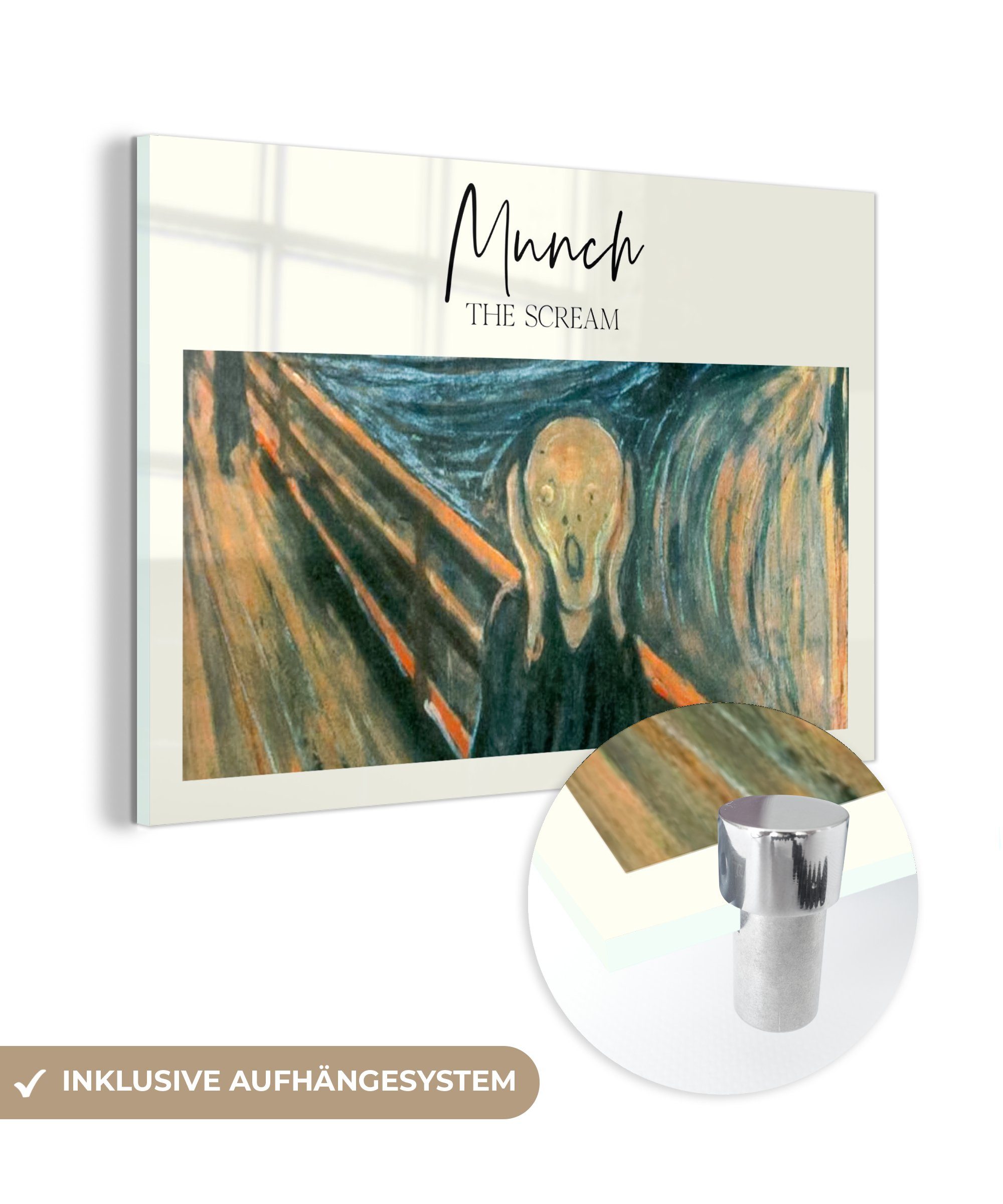 MuchoWow Acrylglasbild Der Schrei - Munch - Alte Meister, (1 St), Acrylglasbilder Wohnzimmer & Schlafzimmer | Bilder