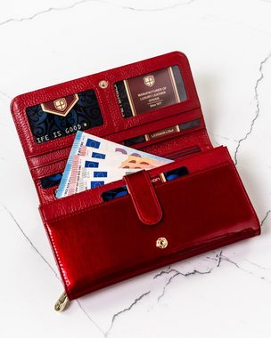 PETERSONⓇ Geldbörse PETERSON Echtleder Damen Brieftasche Geldbörse Portemonnaie RFID, Kreditkatenfächer, Münzfächer, RFID-System, Platz für Kugelschreiber