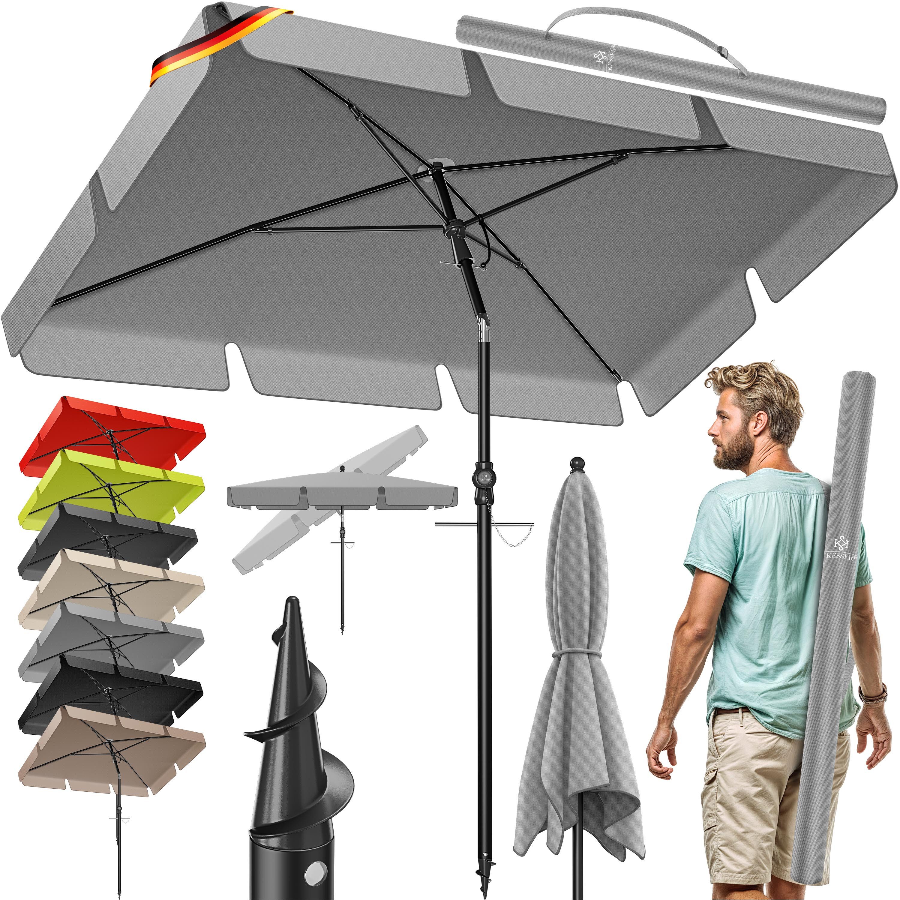 KESSER Sonnenschirm, Sonnenschirm Rechteckig Inkl. 2in1 günstig online kaufen