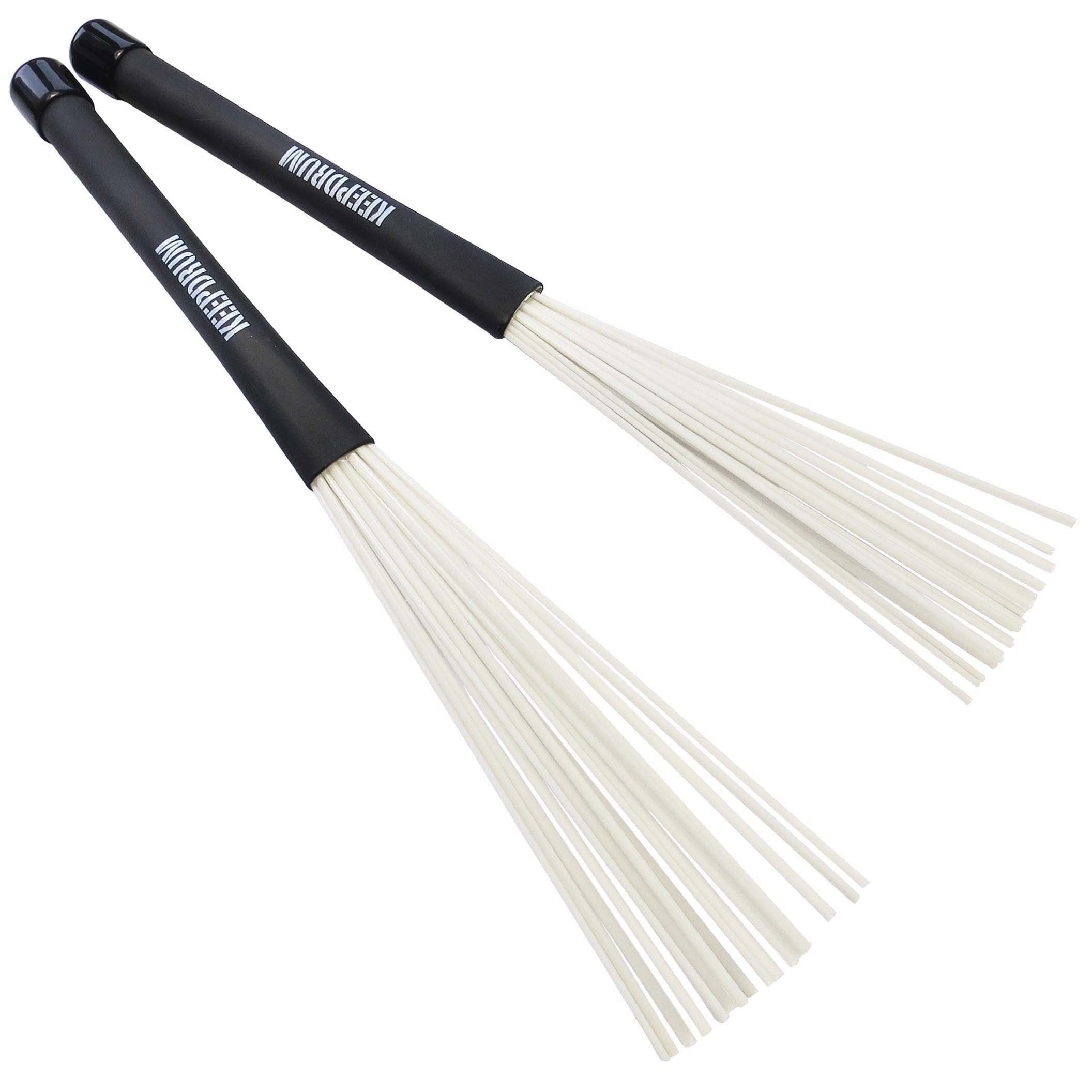 keepdrum Jazzbesen SV603WH Nylon Brushes Weiss (Schlagzeug-Besen, Percussion), ausziehbar