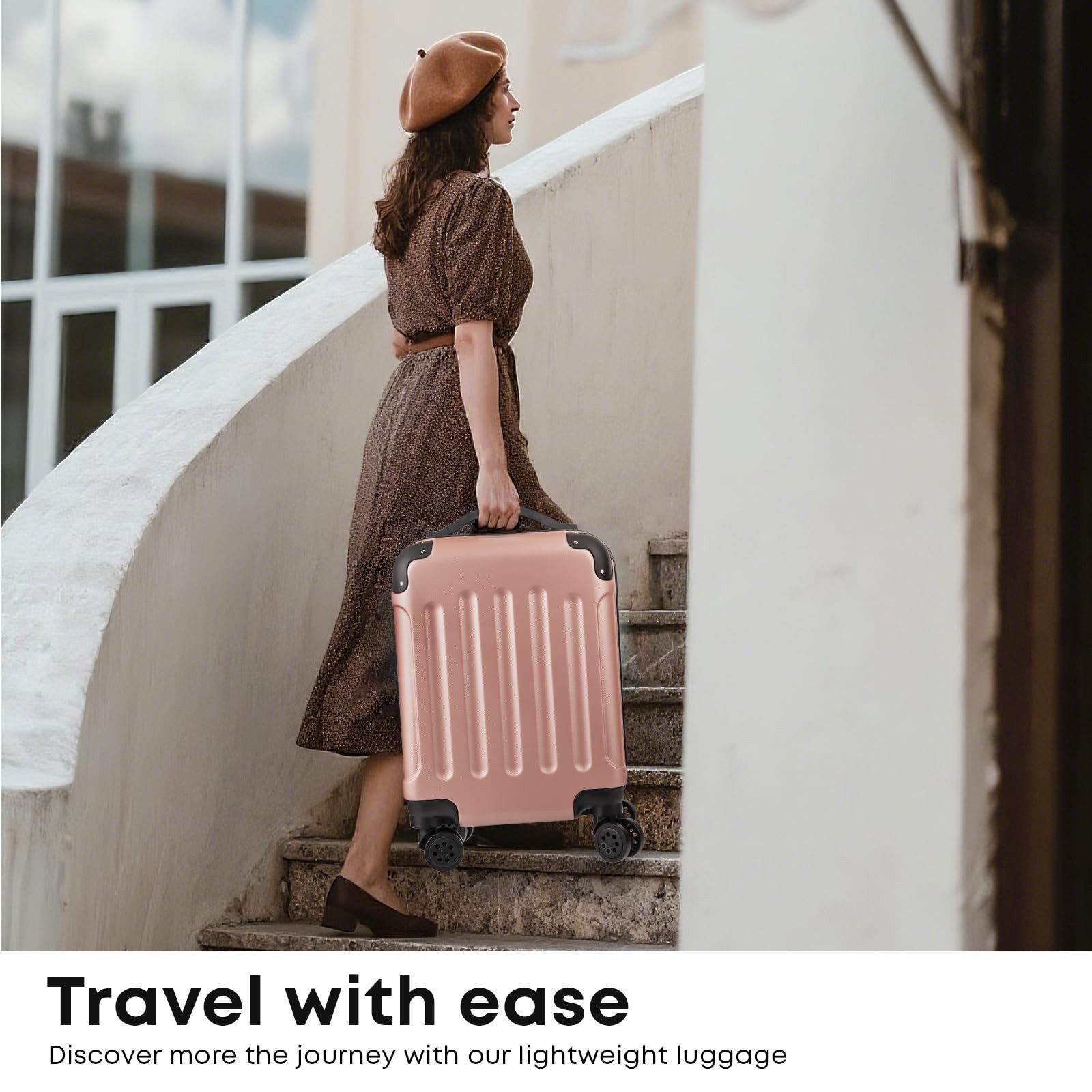 yonsly Hartschalen-Trolley Rollkoffer Trolley Reisekoffer Handgepäck Leichter Rollkoffer, 4 Rollen, Robuster Reisebegleiter aus ABS-Hartschale, Geschäftsreisekoffer