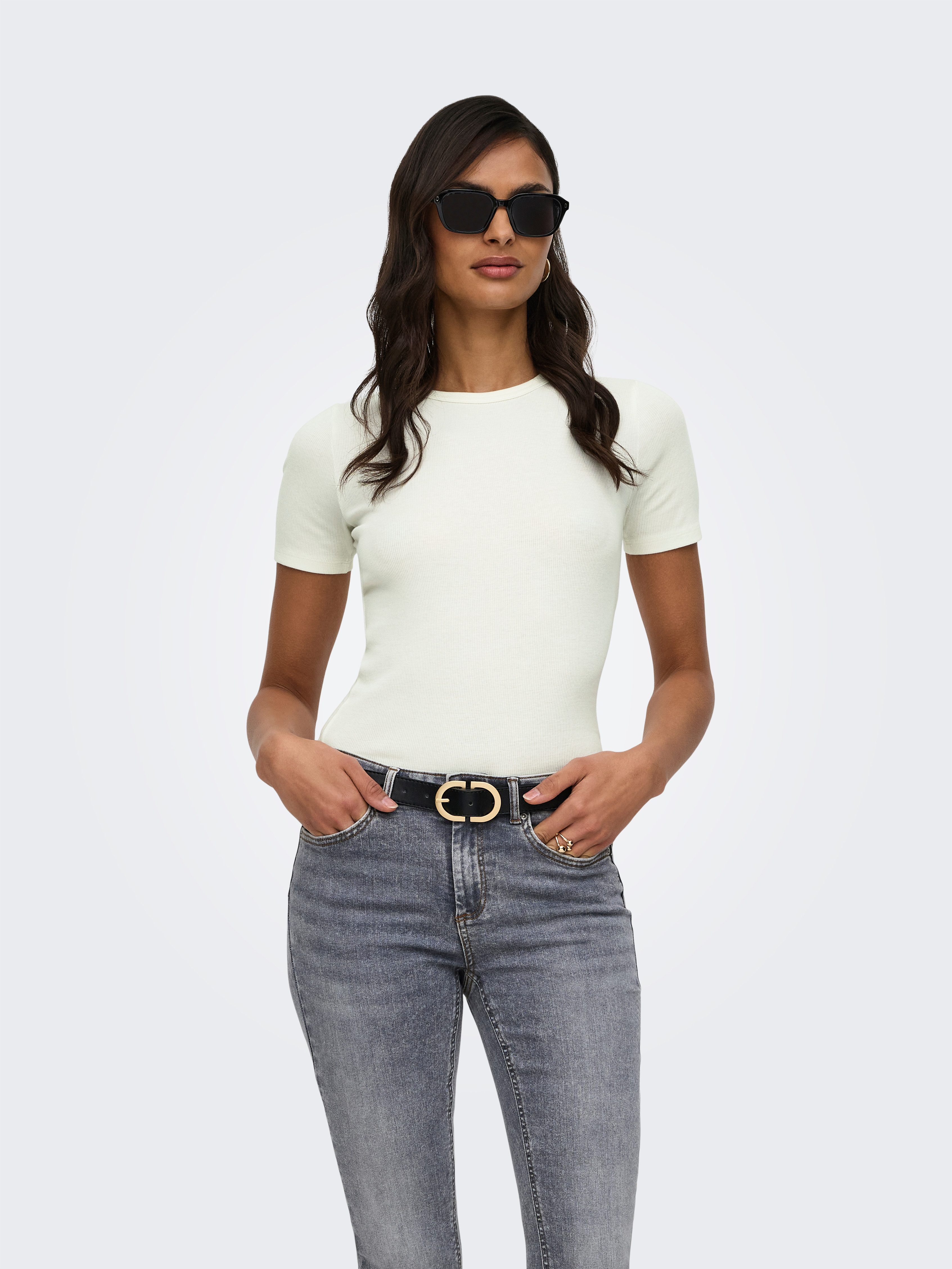 JDY Kurzarmshirt JDYLUCKY S/S O NECK TOP JRS DIA