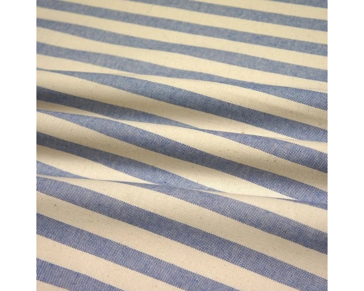 Thumbnail - Stofferia Stoff Dekostoff Halbpanama Schmaler Streifen Jimena Blau, Breite 280 cm, Meterware