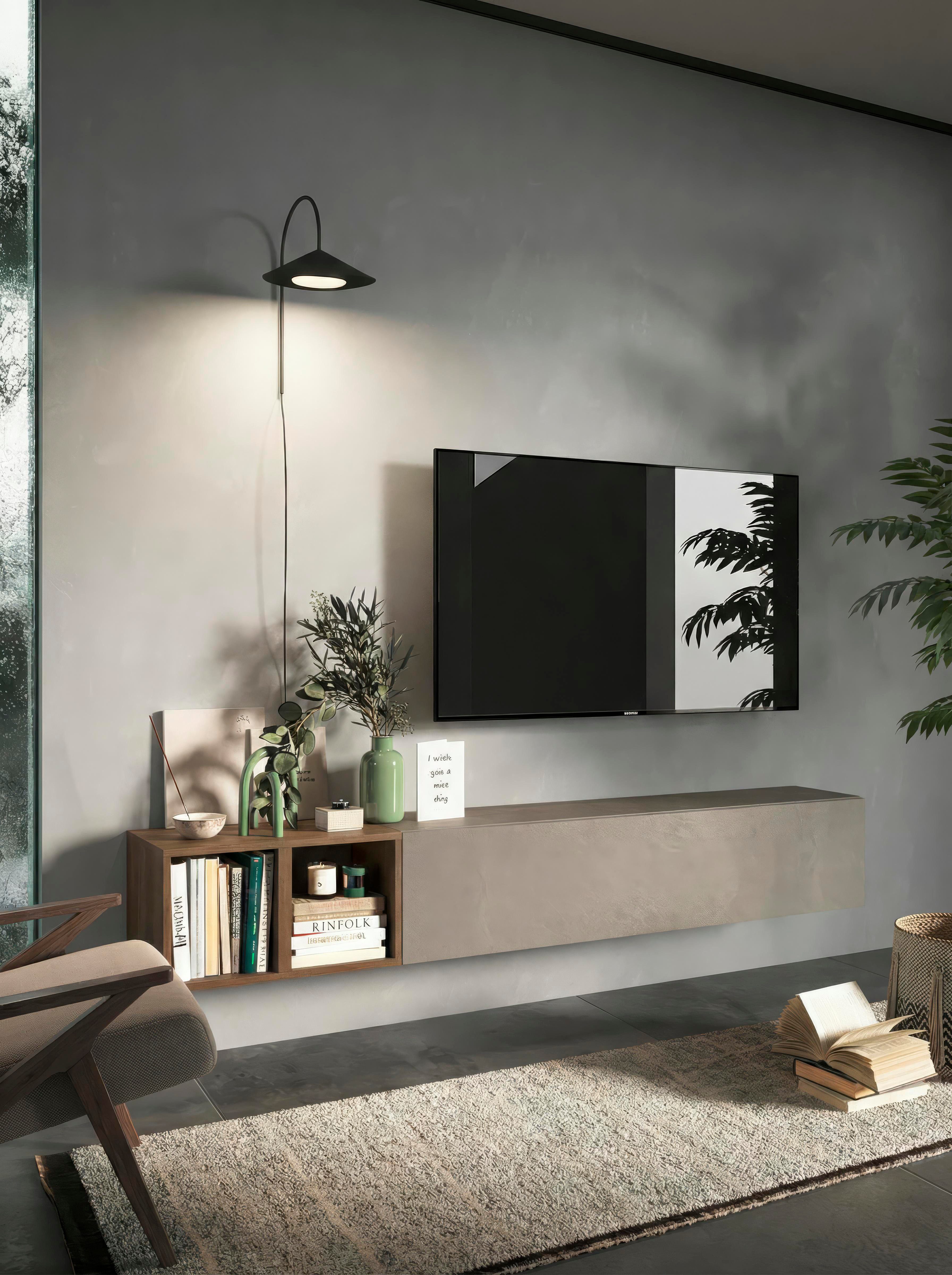 Home affaire Wohnwand Infinity, 2tlg. Breite 194 cm, Höhe variabel, Wohnwand, (Spar-Set, 2-St), (Lowboard hängend, Würfelregal 2er Set)