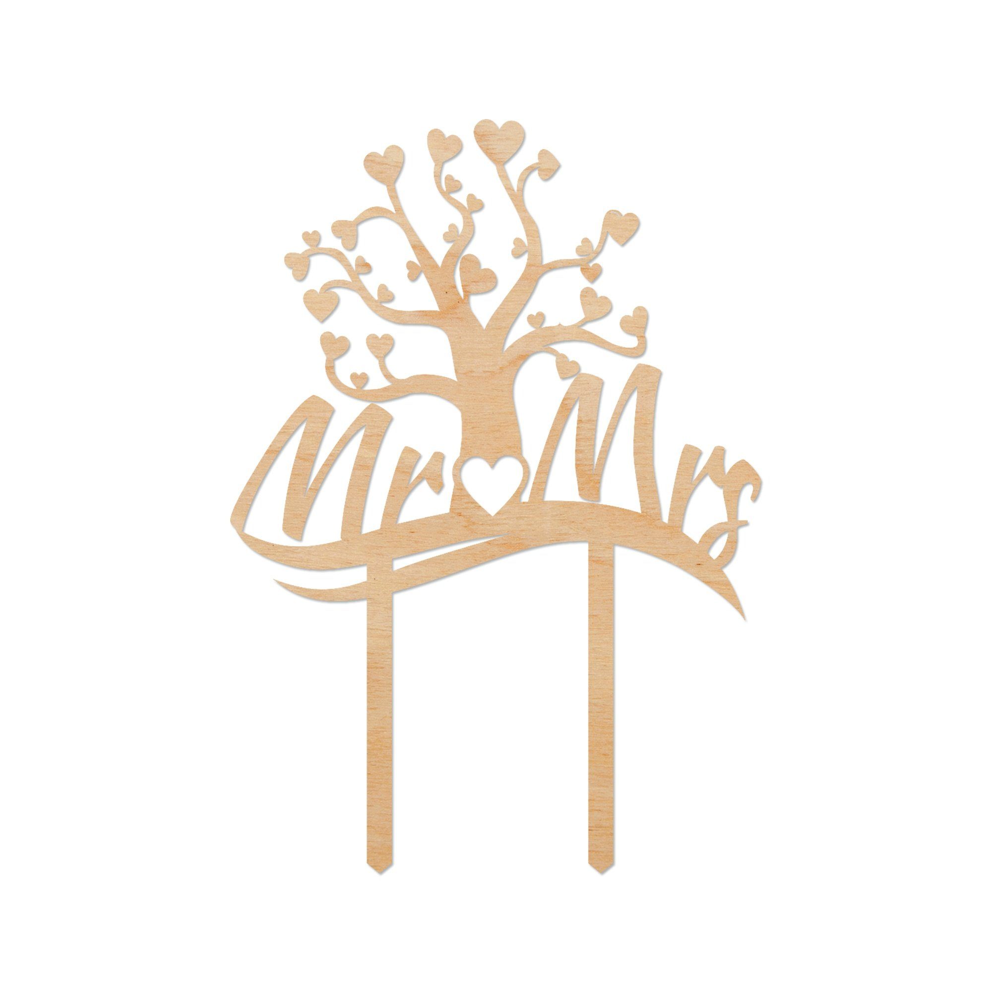 GRAVURZEILE Dekoobjekt Cake Topper Mr & Mrs mit Lebensbaum - Tortenstecker -, Geschenk für Hochzeit & Valentinstag