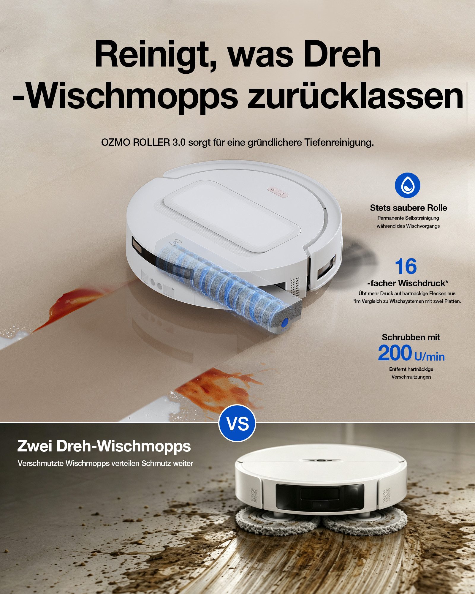 ECOVACS Nass-Trocken-Saugroboter DEEBOT T90 MAX PRO, 60 W, mit Beutel, 40.000 Pa + 16,45L/s Luftstrom, Wischwalze, All-in-One Station – Bild 2 von 5