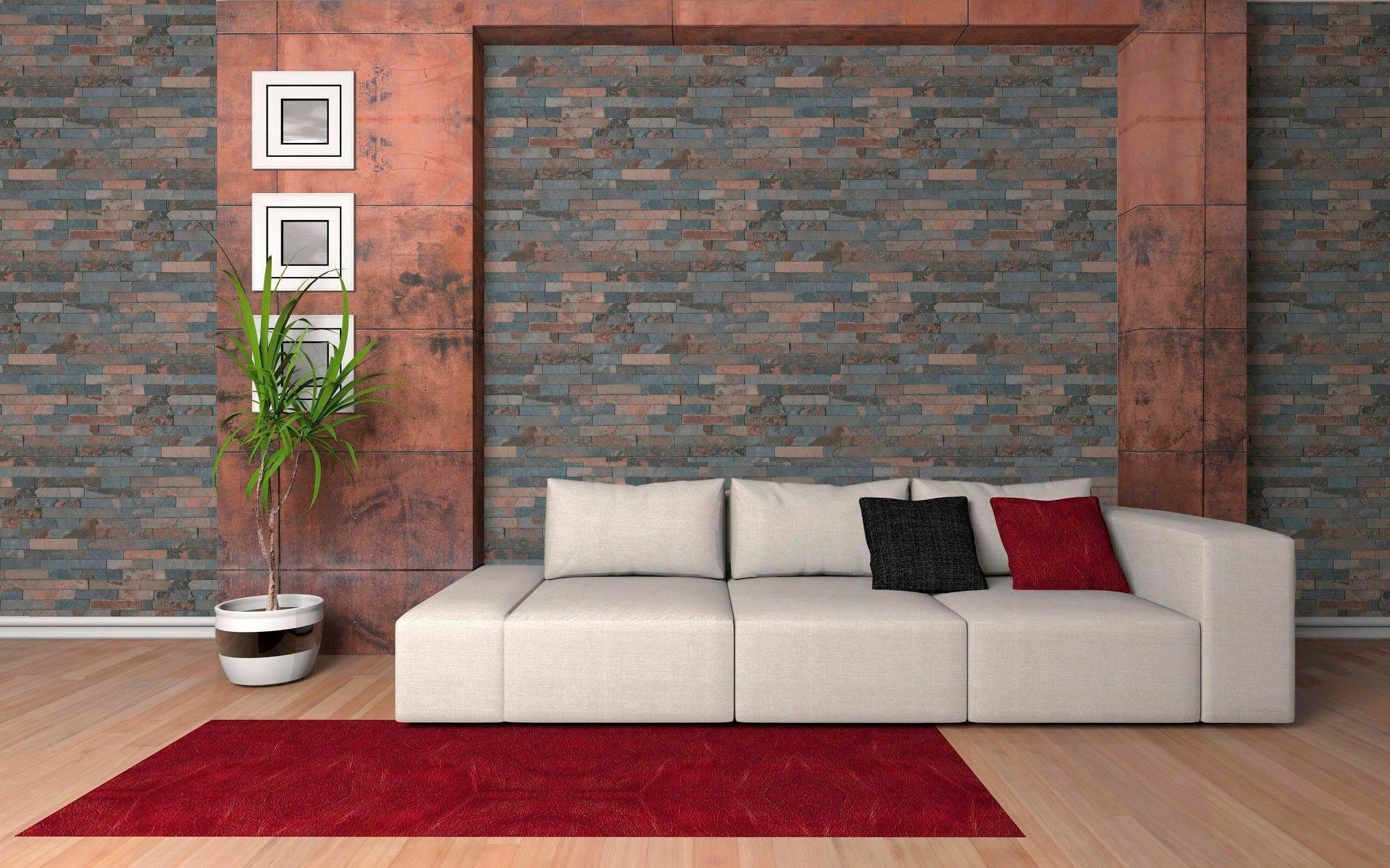Vliestapete Edition, Stone of Stein Best Wood`n braun/grau/schwarz Steinoptik, walls Tapete 2nd living