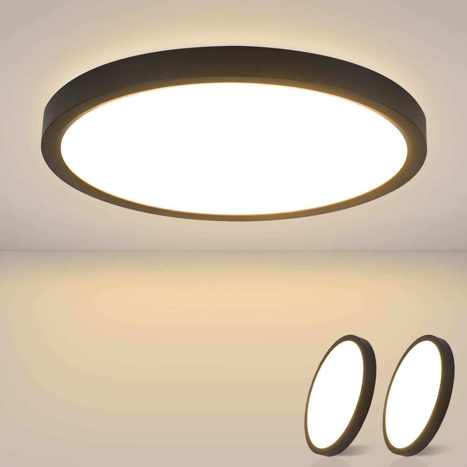 Nettlife LED Panel Deckenleuchte Schwarz/Weiß Flach günstig online kaufen