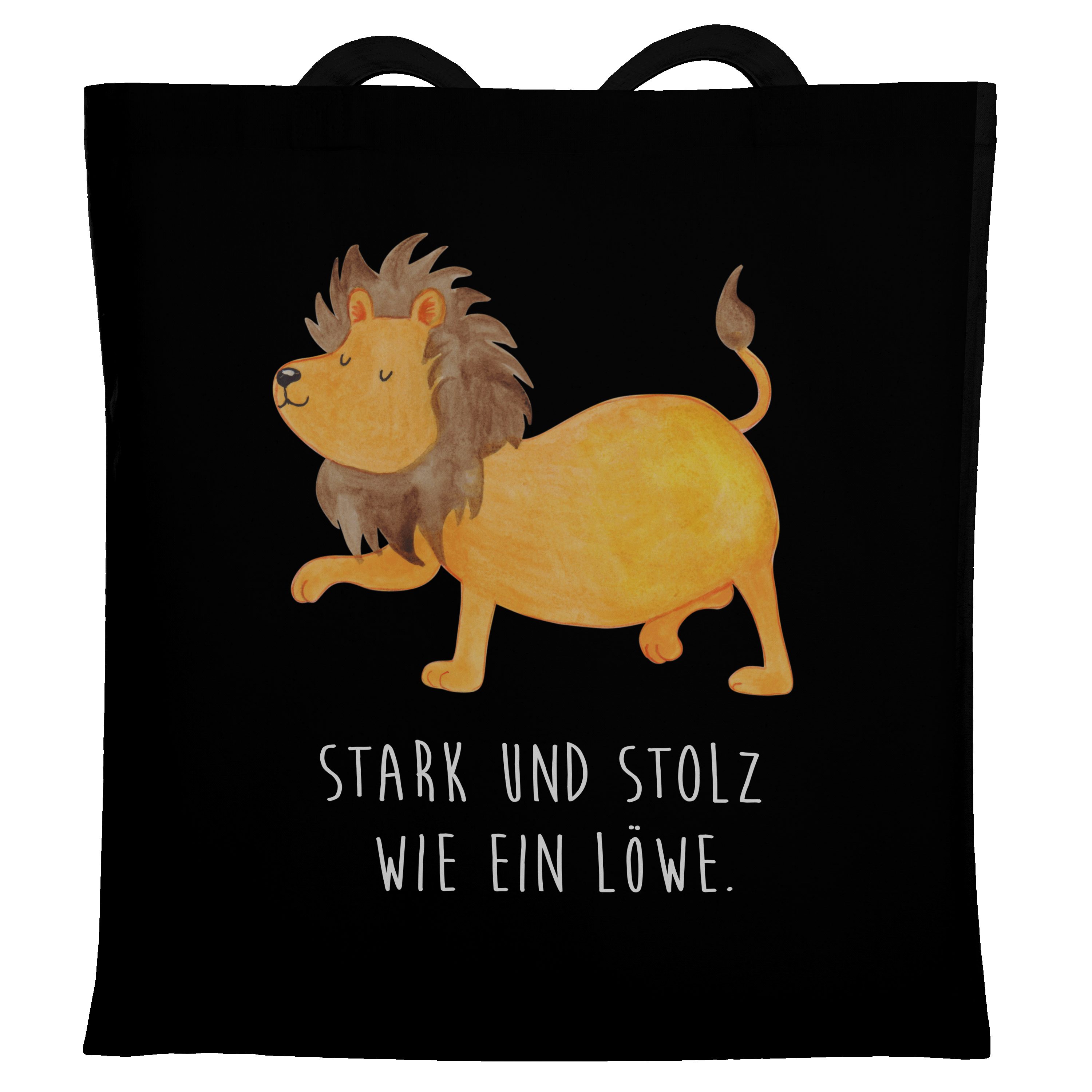 Mr. & Mrs. Panda Tragetasche Sternzeichen Löwe - Schwarz - Geschenk, Einkaufstasche, Aszendent, Ju (1-tlg) | Canvas-Taschen