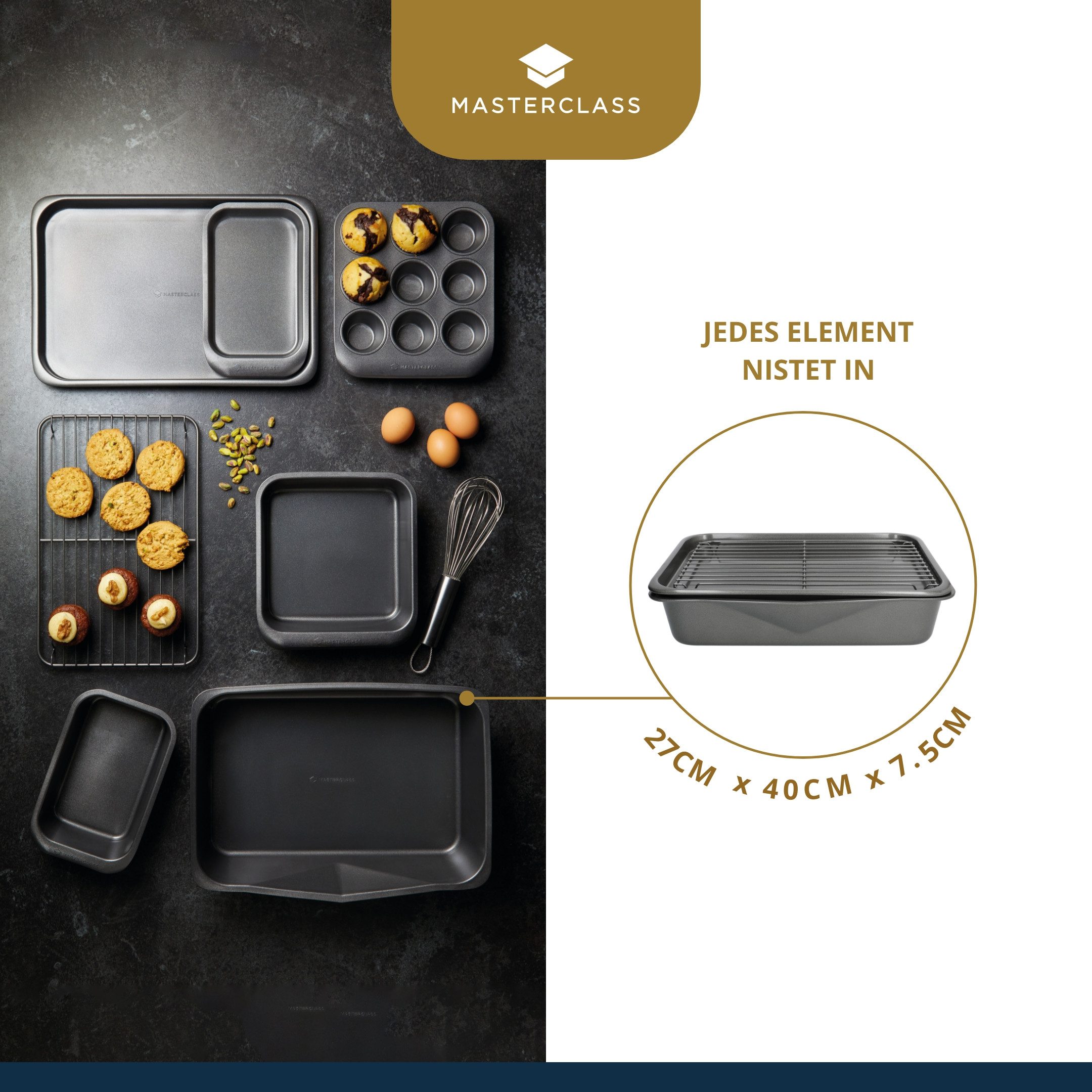 MasterClass Backform MasterClass Smart Space, (Set 7-tlg), Karbonstahl