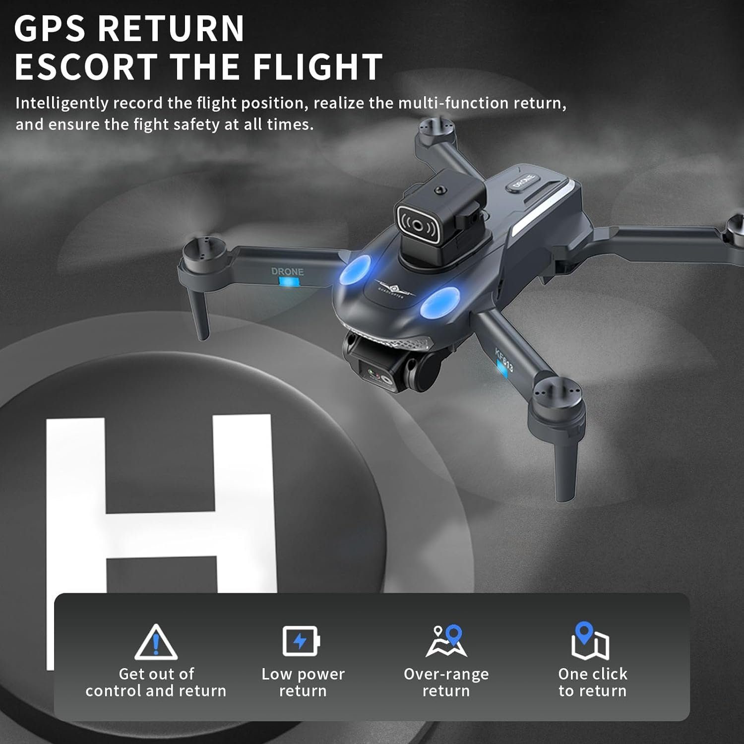 OBEST Drone Einstellbarer für RC GPS Follow-Me Hindernisvermeidung, Drohne Erwachsener) mit Faltbar Quadrocopter Kamera mit 360° Anfänger Drohne (4K HD,