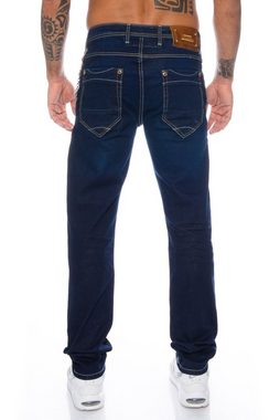 Cipo & Baxx Regular-fit-Jeans Herren Jeans Hose mit stylischem Design und Accessoire Kette Dezente Kontrastnähte und hochwertiger Tragekomfort