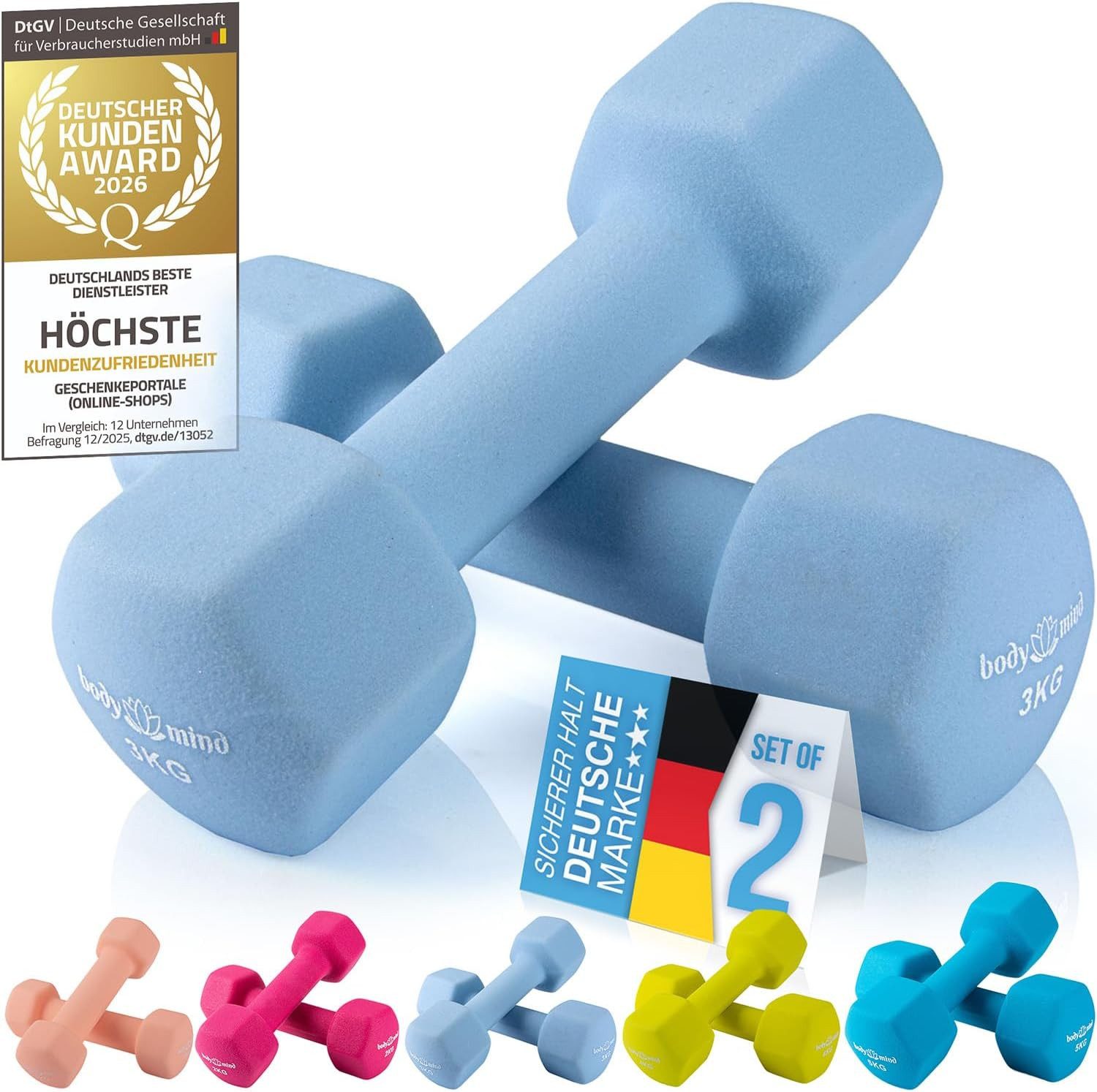 Body & Mind Hantel-Set BODY & MIND Neopren Hantel Set–Kurzhanteln für Fitness & Heimgebrauch, (Dumbbells, Effektives Krafttraining), Fitness Workout für Zuhause