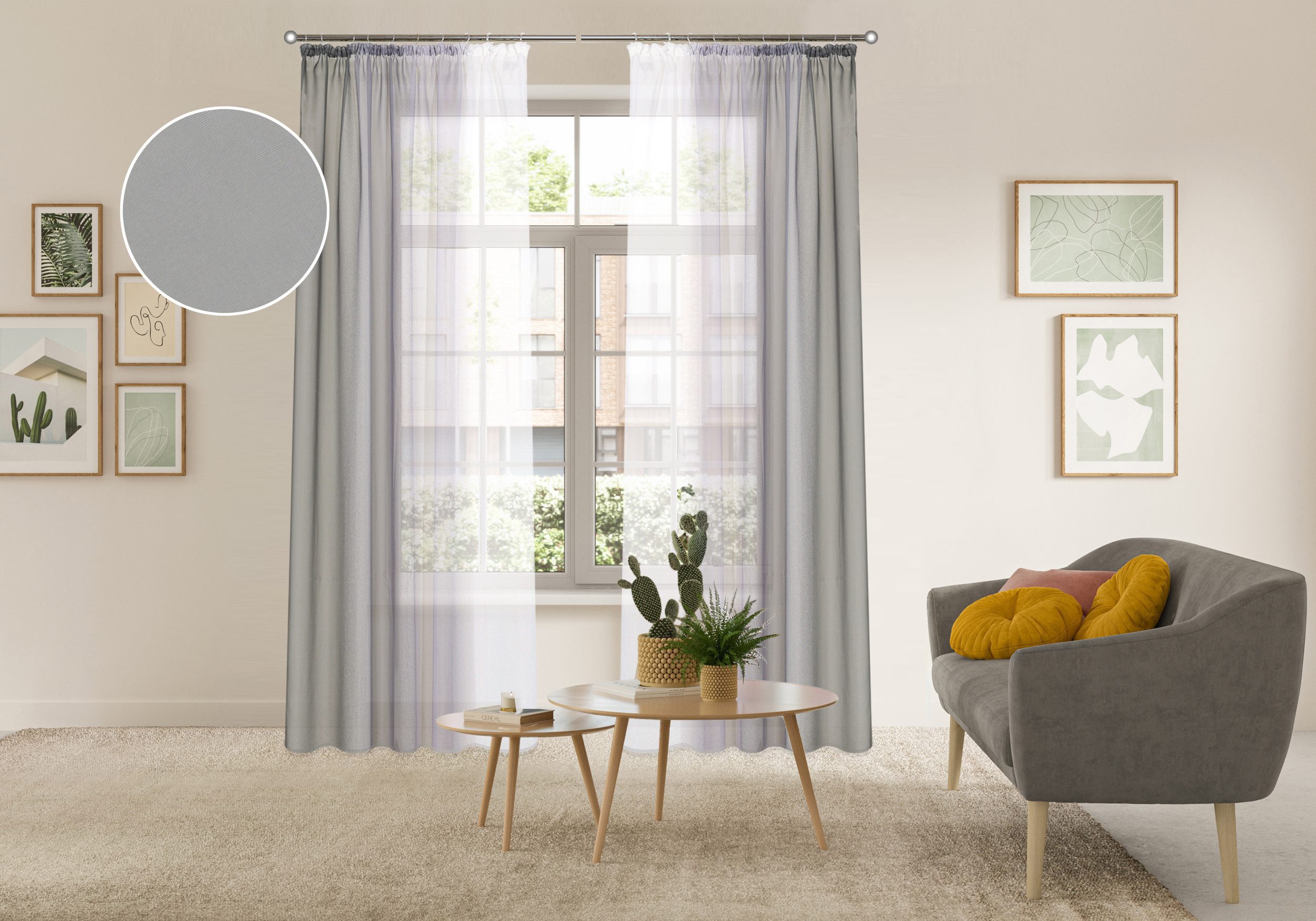 OTTO home Gardine Nivva (2 St), Kräuselband, transparent, Transparent, Kräuselband, Pflegeleicht, 2er Set
