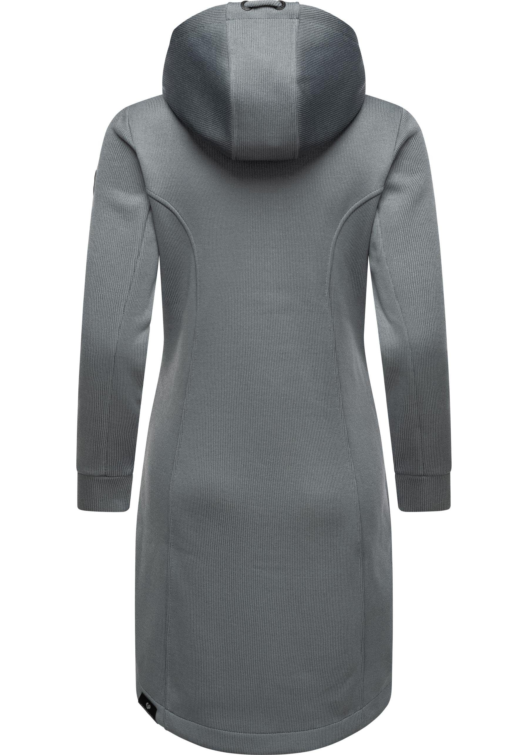 Ragwear Kurzmantel Letti Long Bonded Übergangsmantel aus Rippstrick mit Kapuze