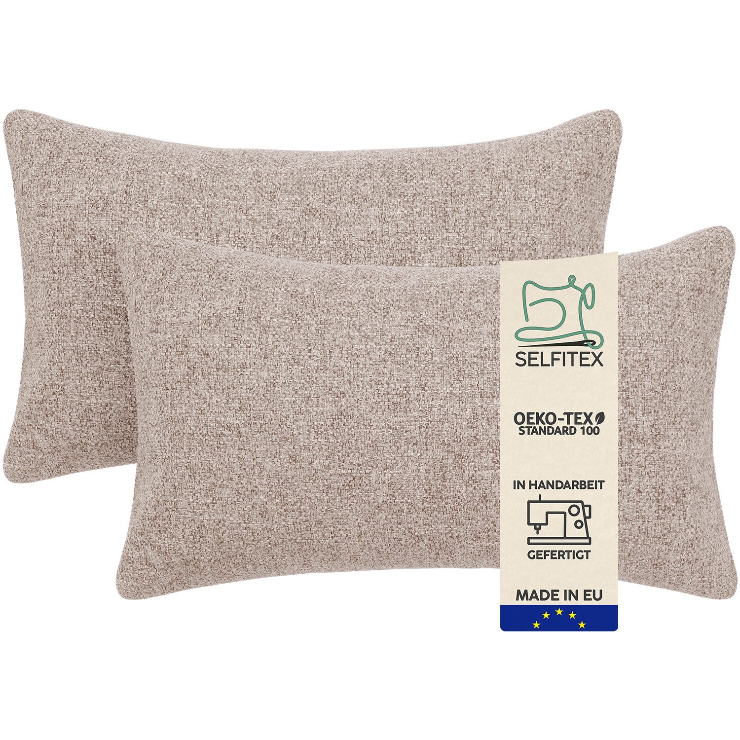 Selfitex Dekokissen 2er Set, 30x50/40x40/40x60/50x50 inkl. Füllkissen, Farben zur Auswahl, robuster Polsterstoffbezug mit weichen Füllkissen