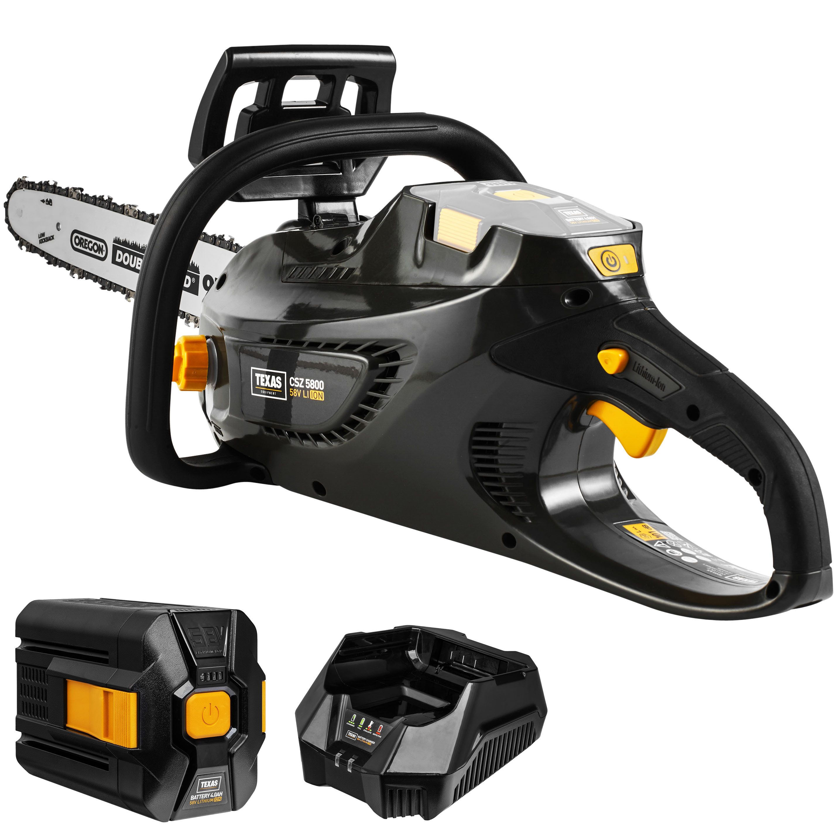 Texas Akku-Kettensäge CSZ 5800, 45 cm Schwertlänge, inkl. Akku und Schnelladegerät