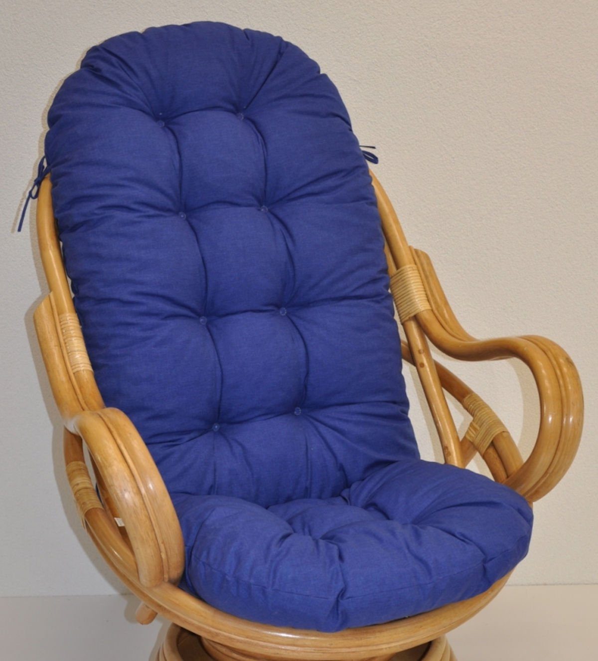 Rattani Sesselauflage Polster für Rattan Schaukelstuhl Drehsessel L 135 cm Color dunkelblau