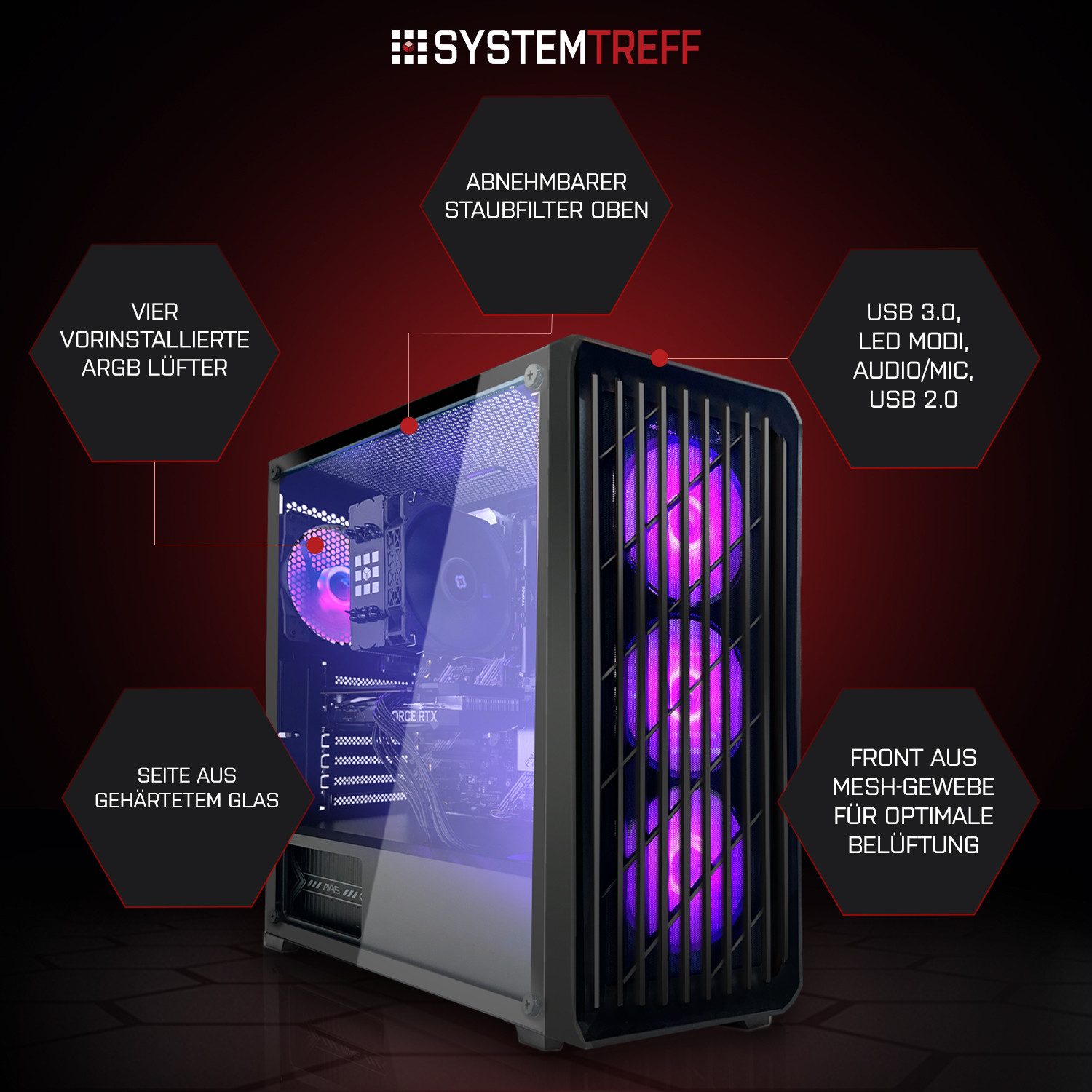 SYSTEMTREFF AMD Ryzen 7 5700 mit Nvidia GeForce RTX 5060 8GB Gaming-PC-Komplettsystem (27", AMD 5700 5700, Nvidia GeForce RTX 5060, 32 GB RAM, 1000 GB SSD) – Bild 3 von 5