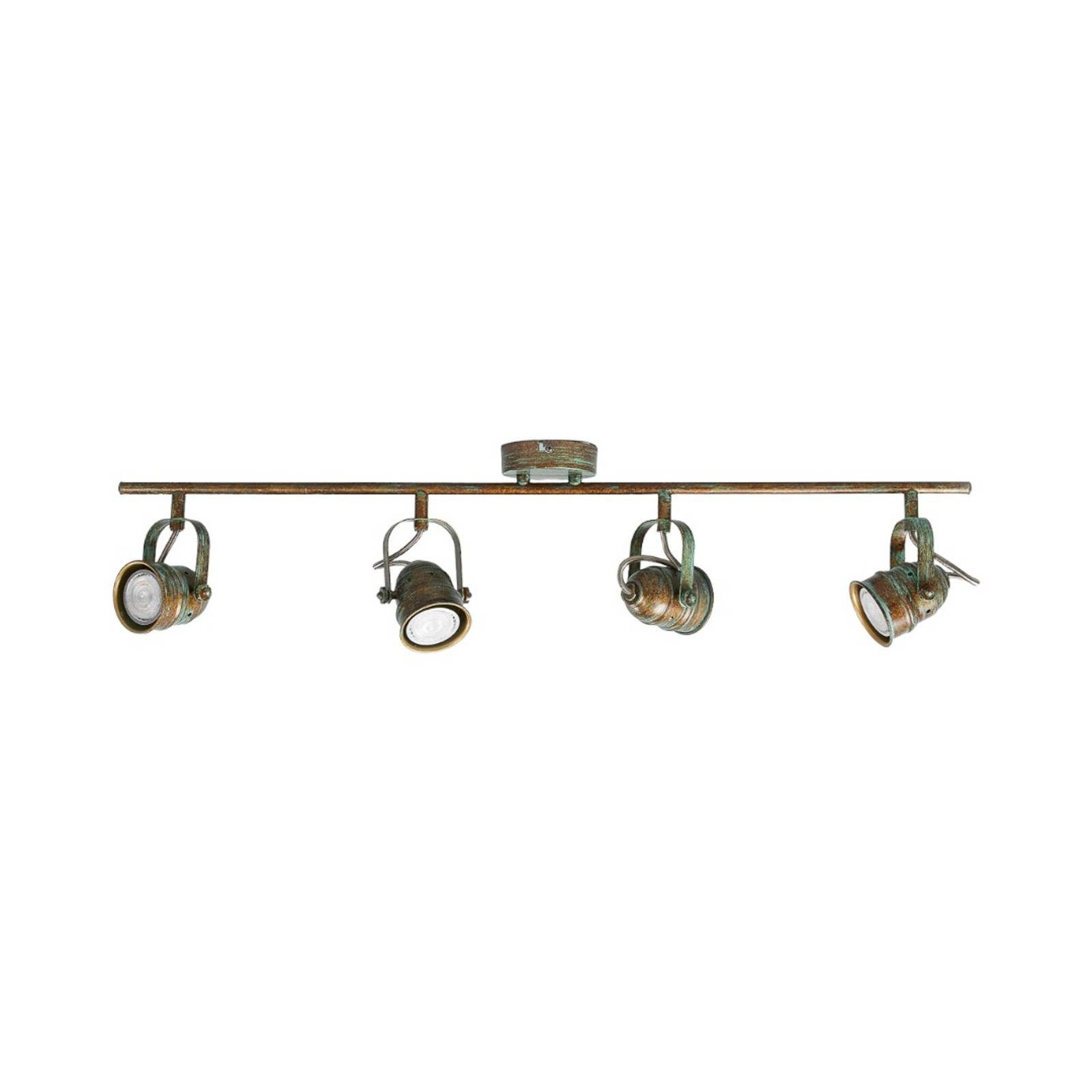 Lindby Deckenleuchte Leonor, dimmbar, Leuchtmittel nicht inklusive, Antik, Metall, Grünspan, 4 flammig, GU10, Deckenleuchte, Lampe