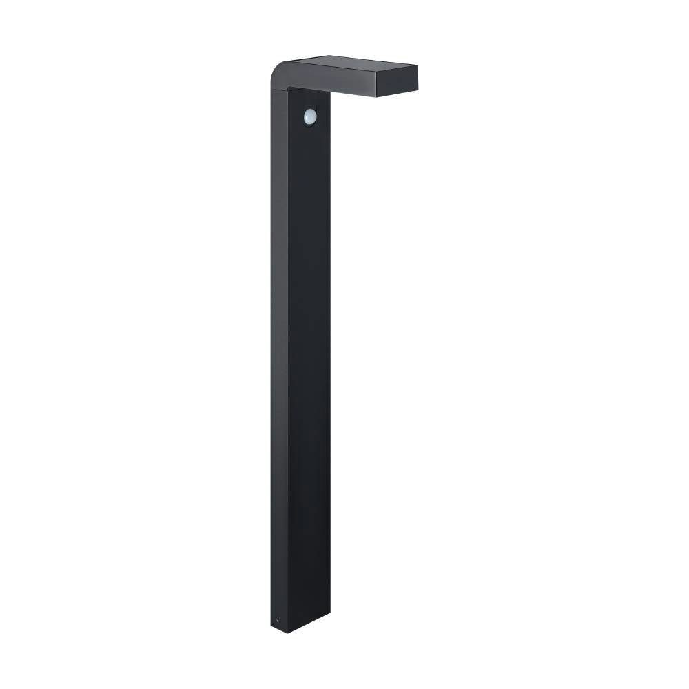 EGLO Stehlampe BARACCONI Stehlampe, Alu, Kunststoff, IP44, Solar, Außenlampe, Lampe, Bewegungsmelder, LED wechselbar, Warmweiß, Stehleuchte, L9 x B20 x H80 cm, schwarz, 18X0,2W inkl.