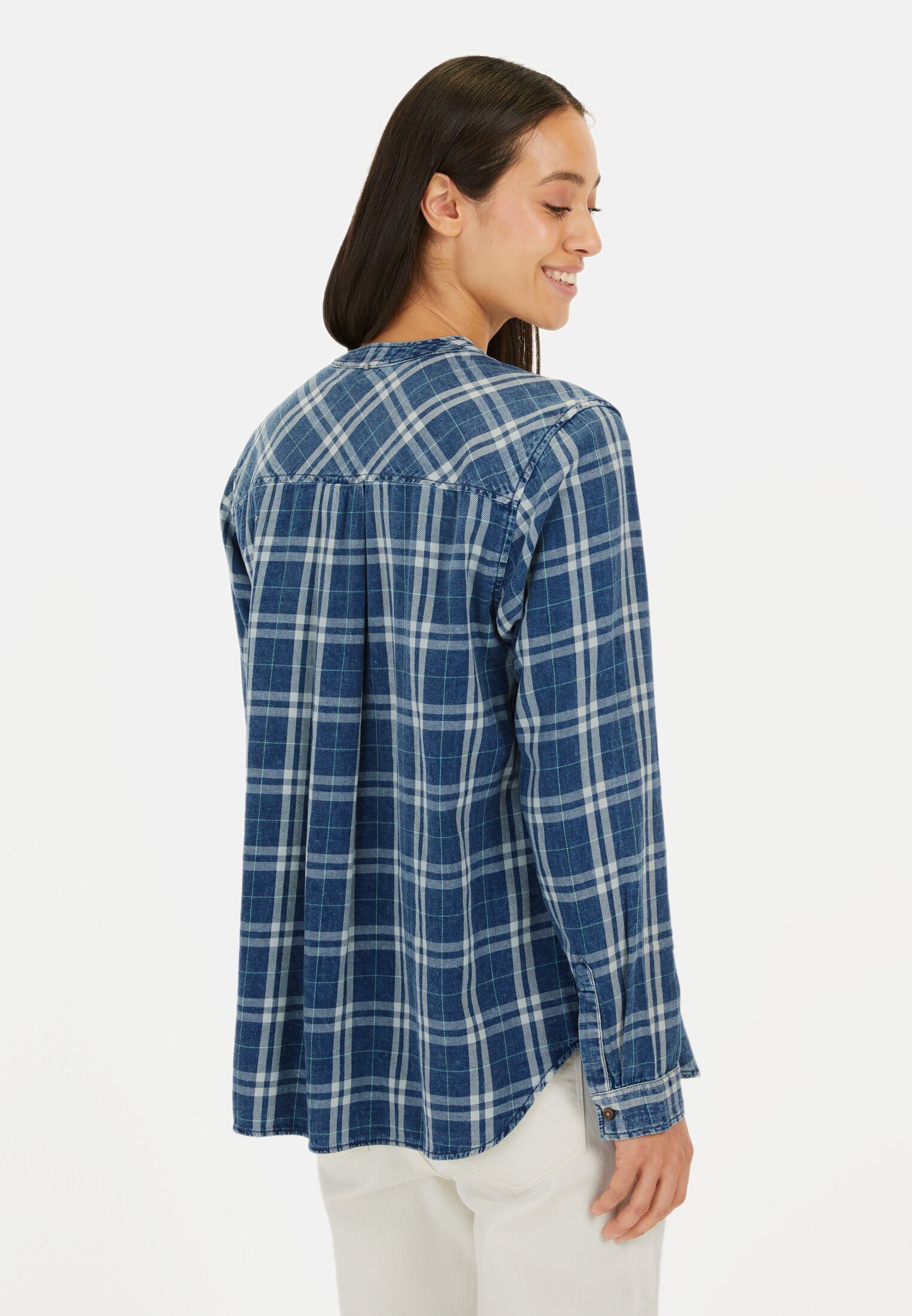 camel active Schlupfbluse aus reiner Baumwolle Langarm tiefer V-Ausschnitt günstig online kaufen