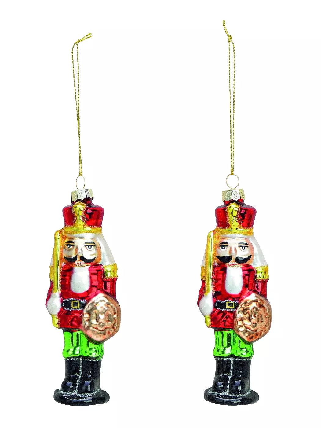 Kaufhaus le petit Weihnachtsfigur Nussknacker Set Glas Anhänger Deko Christbaumschmuck Baumschmuck, Dekofigur, Dekoskulptur, Dekoobjekt, Dekohänger aus Glas