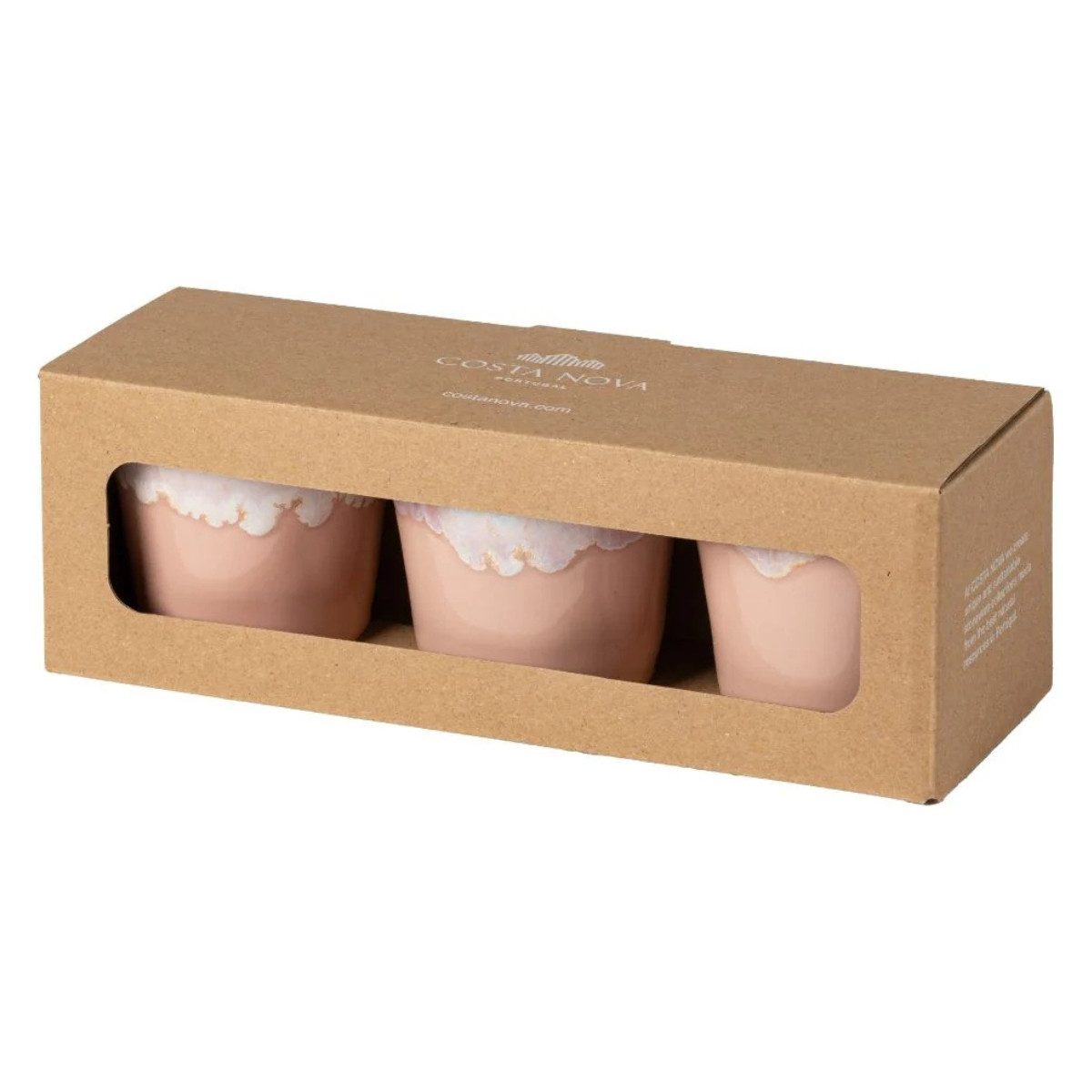Costa Nova Tasse Grespresso Lungo Rosa, Geschenkbox, Costa Nova, 3-tlg., Keramik, 8 x 7,5 cm, 19 cl