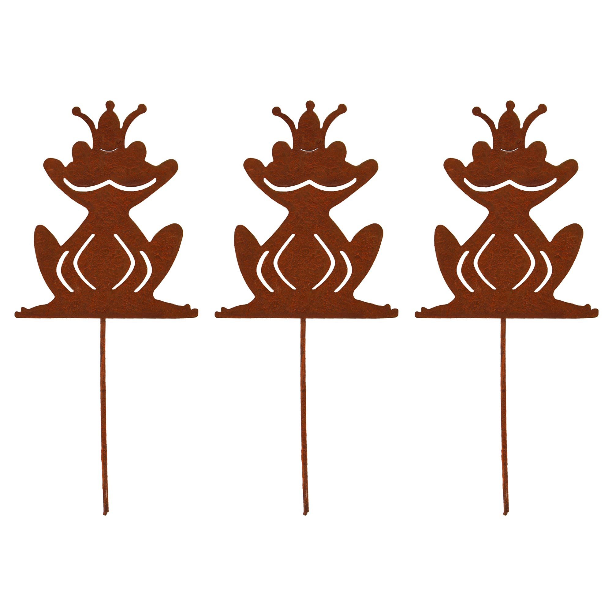 Gartenstecker Stecker Rost Frösche im 3er Set