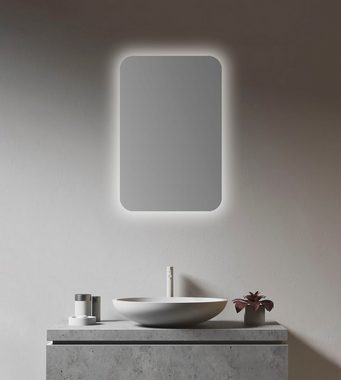 Talos Badezimmerspiegelschrank oval, BxH: 40x60 cm, aus Alumunium und Echtglas, IP24