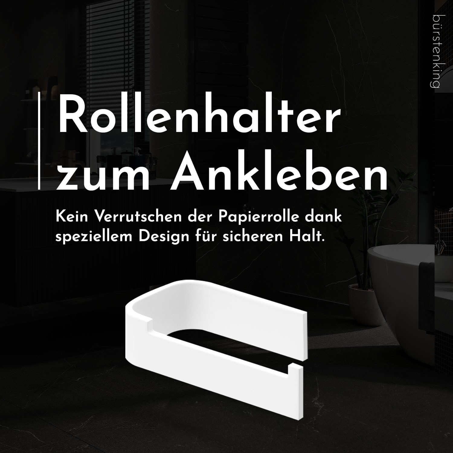 Bürstenking Toilettenpapierhalter ohne Bohren, Selbstklebender Klopapierhalter, WC-Rollenhalter, 3M-Kleber – Bild 2 von 5