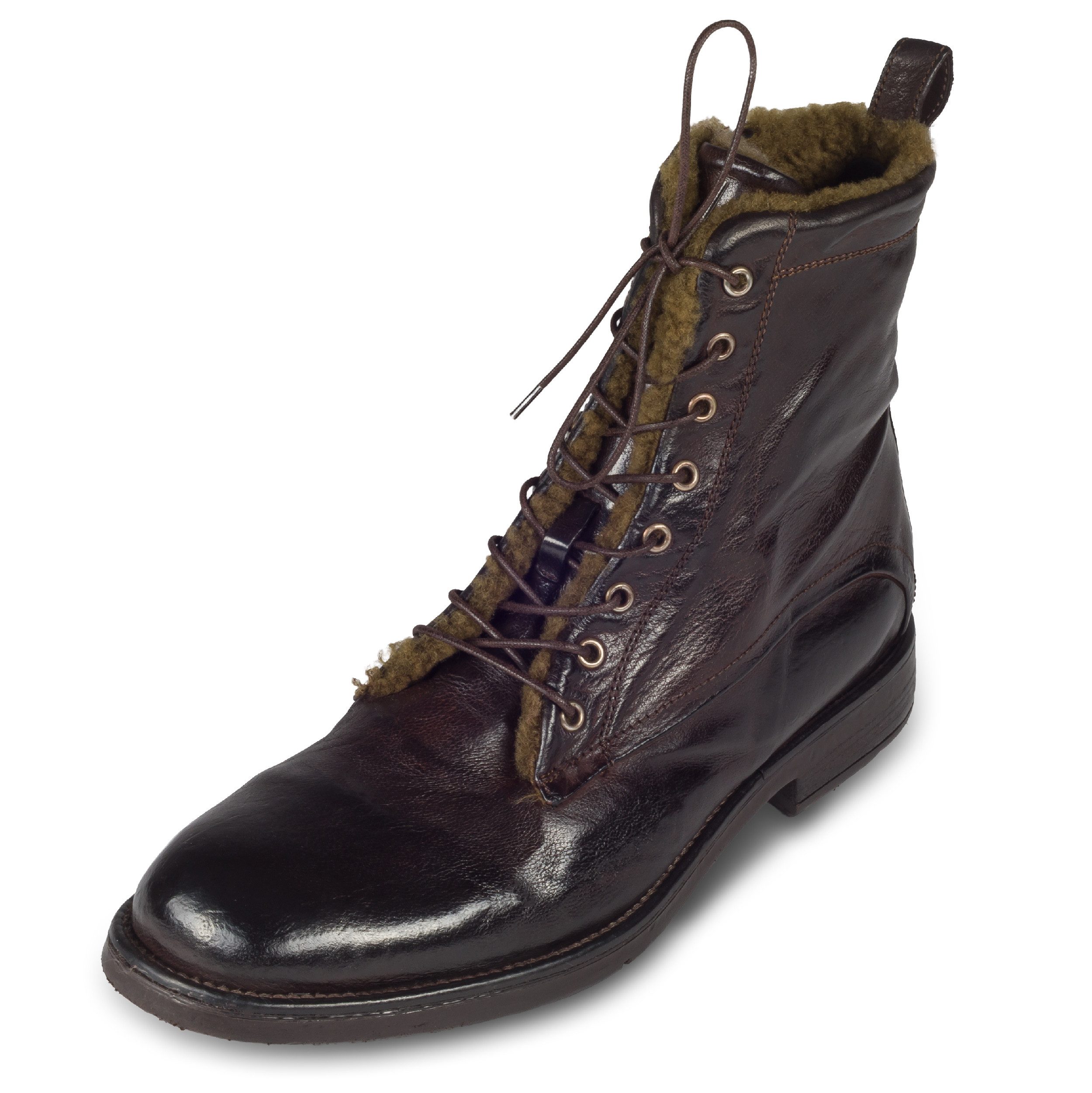 LEMARGO Сапоги Herren dunkelbraun "ebano", Lammfell, Leder stonewashed Сапоги Handgefertigt in Italien