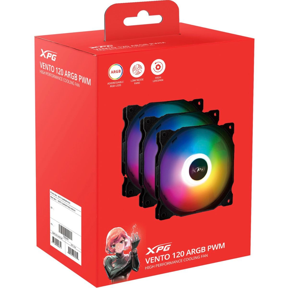 ADATA PC-Lüfter Hub XPG VENTO 120 3er PACK LÜFTER RGB