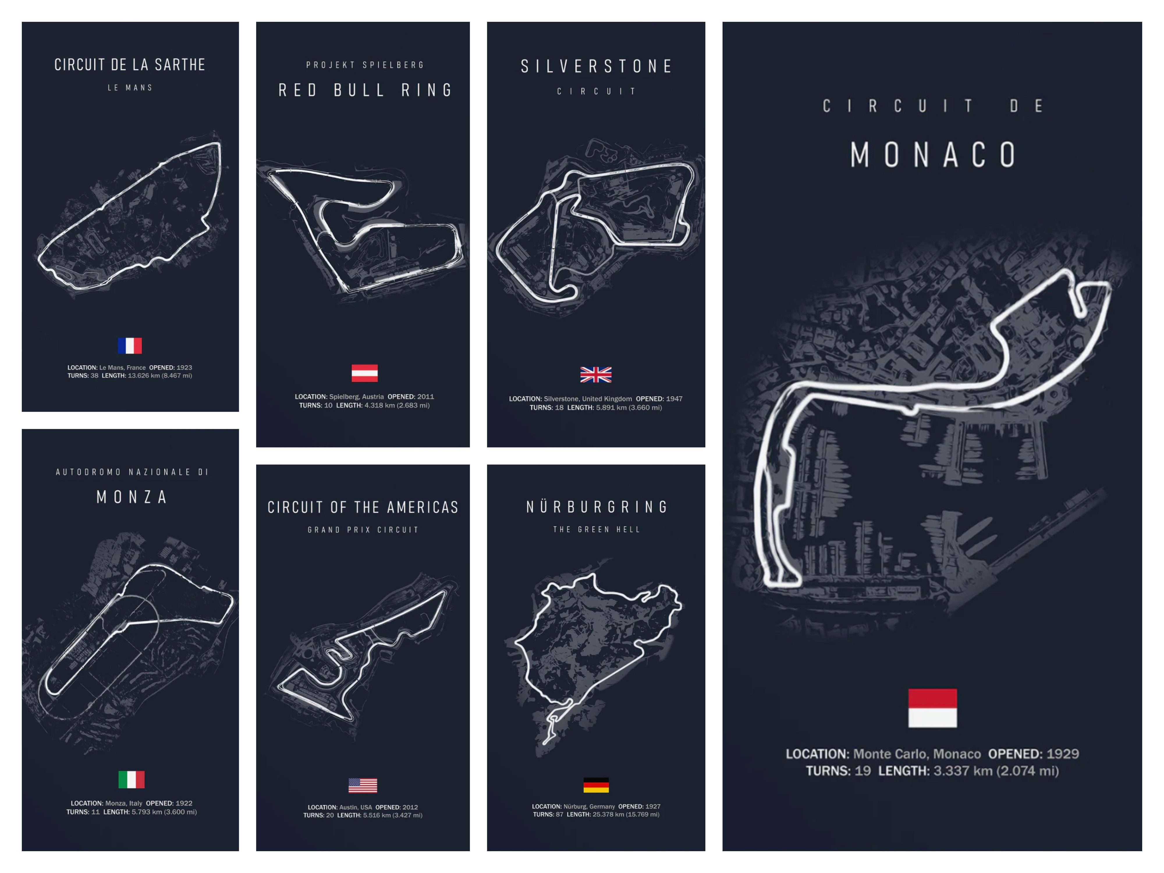 JUSTGOODMOOD Poster Formel 1 Kalender 2026 Strecken Großer Preis von Silverstone Daytona L, Nürburgring (1 St)