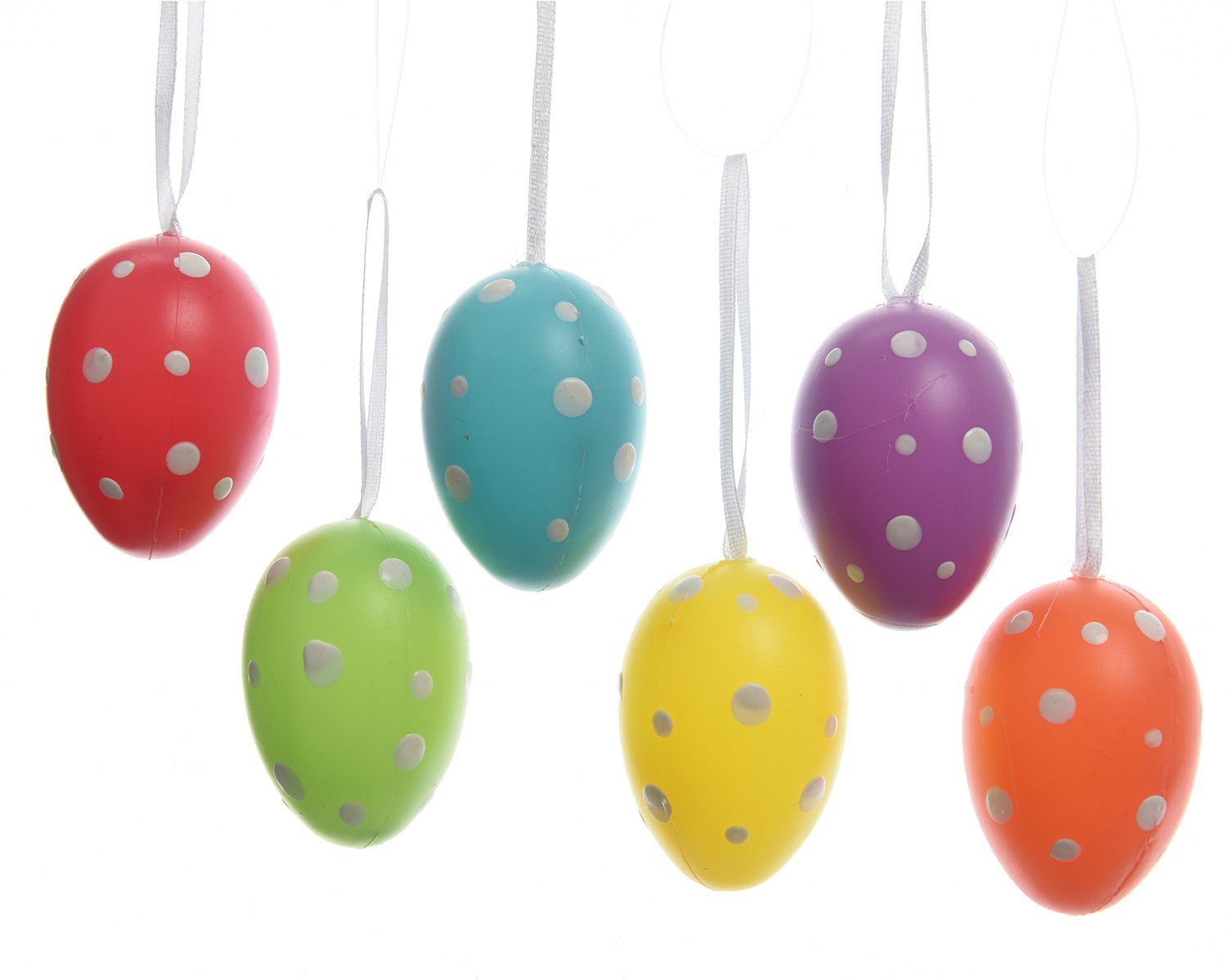 Decoris season decorations Osterei, Ostereier zum Aufhängen mit Punkte Muster 5cm bunt 8 Stück