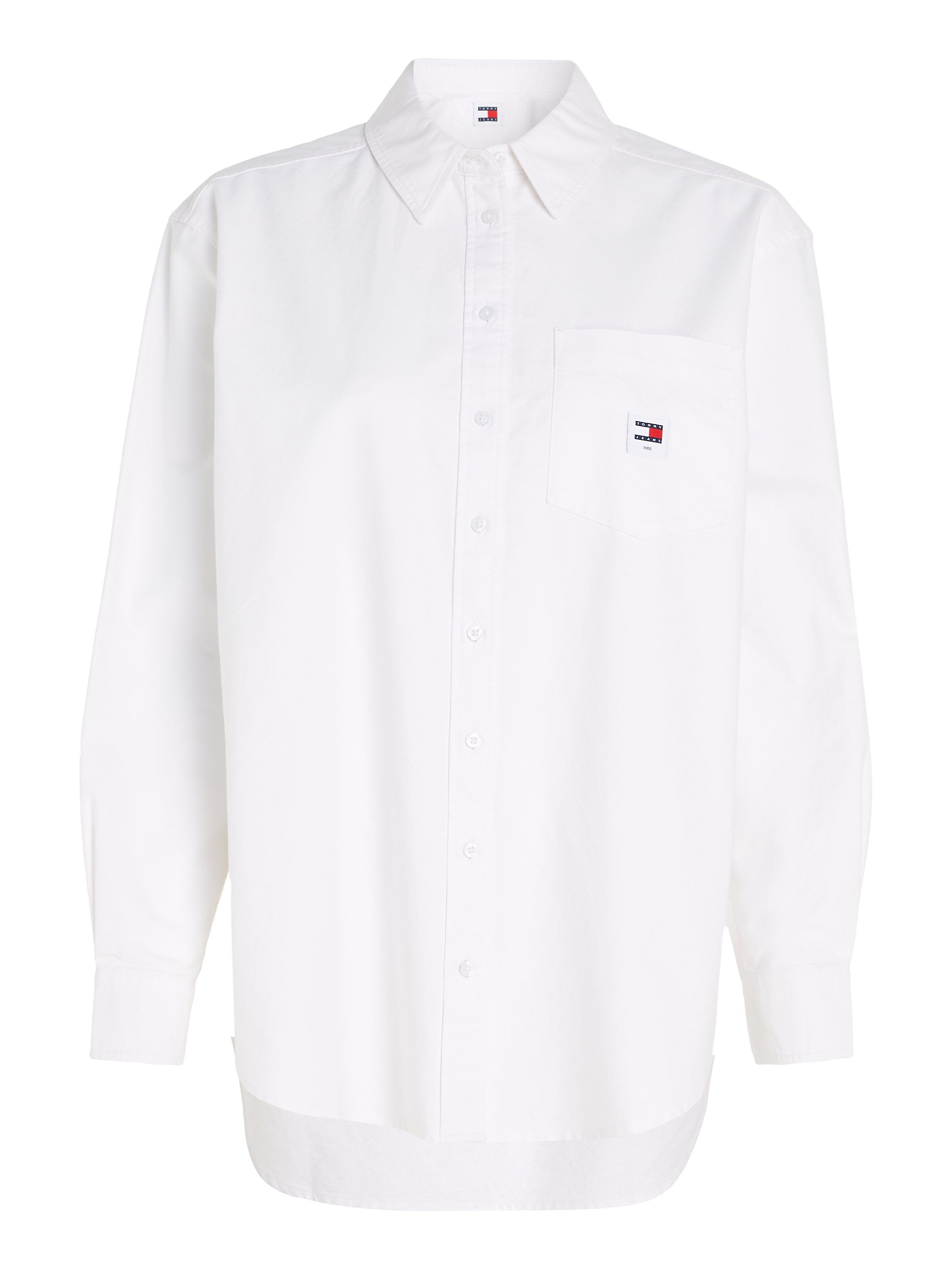 SHIRT BADGE Tommy Logostickerei mit White Jeans Blusentop TJW BOYFRIEND