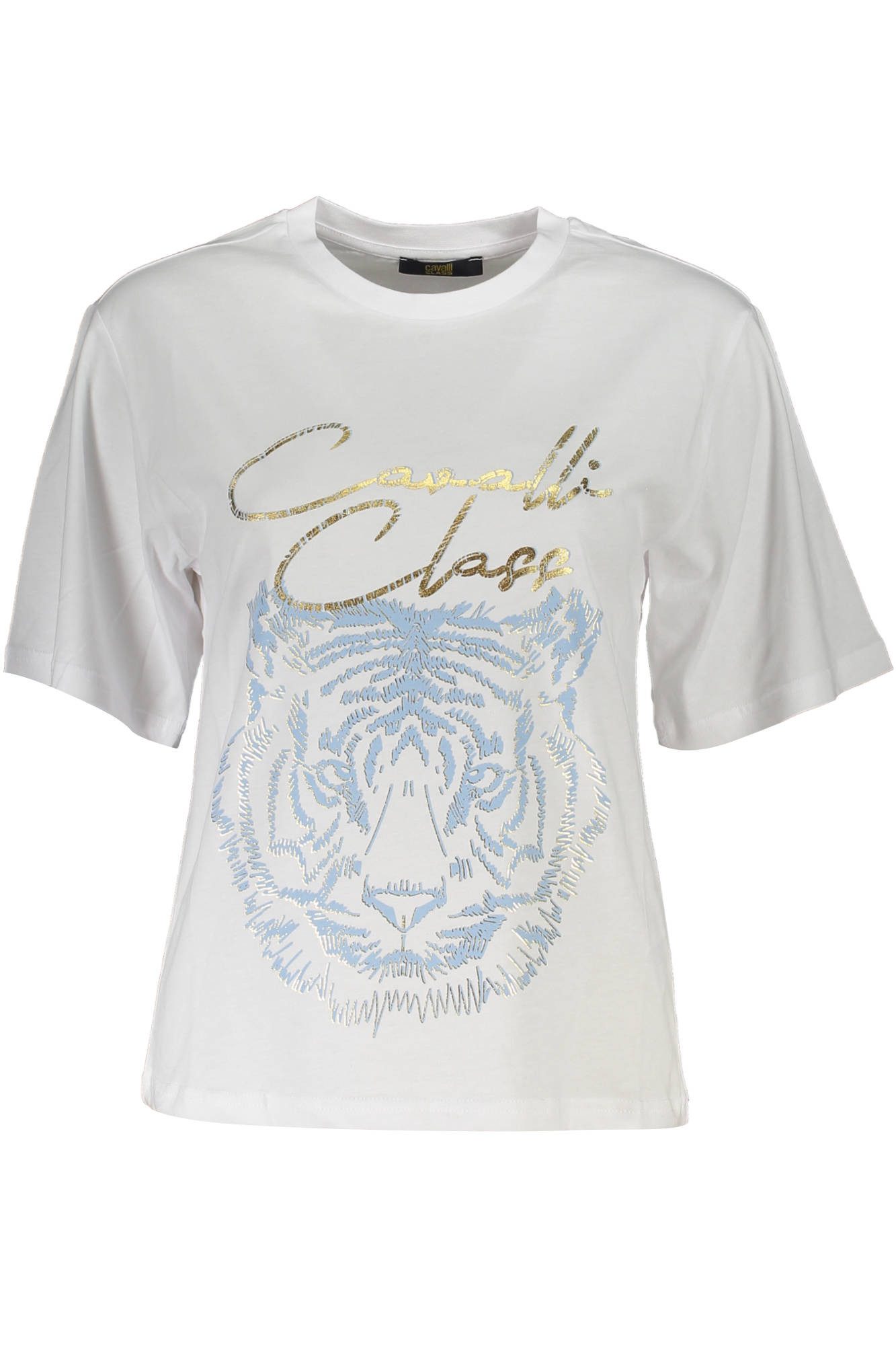 Cavalli Class T-Shirt Weißes Damen T-Shirt: Kurzarm, Regular Fit