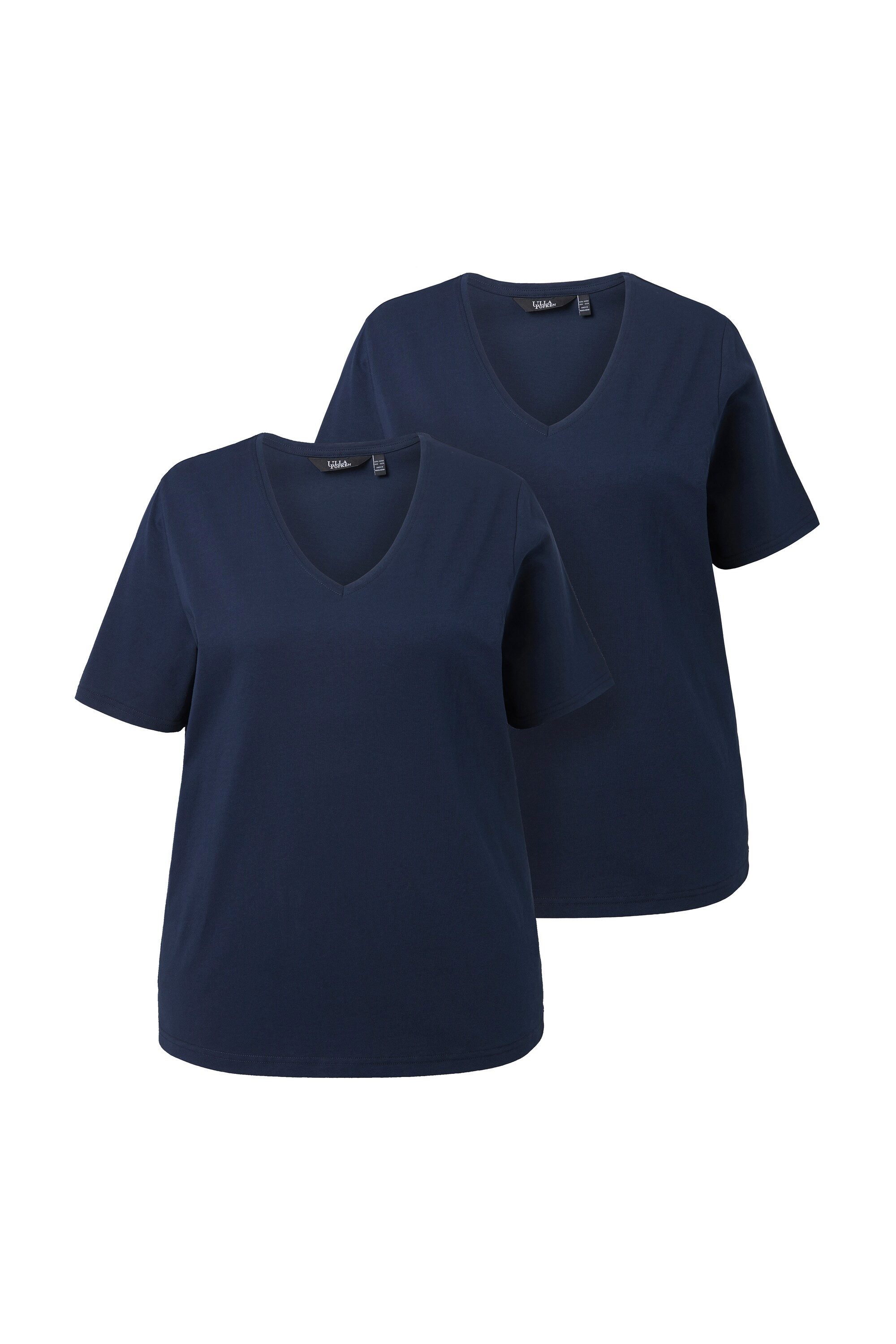Ulla Popken T-Shirt T-Shirt Doppelpack V-Ausschnitt Regular Halbarm