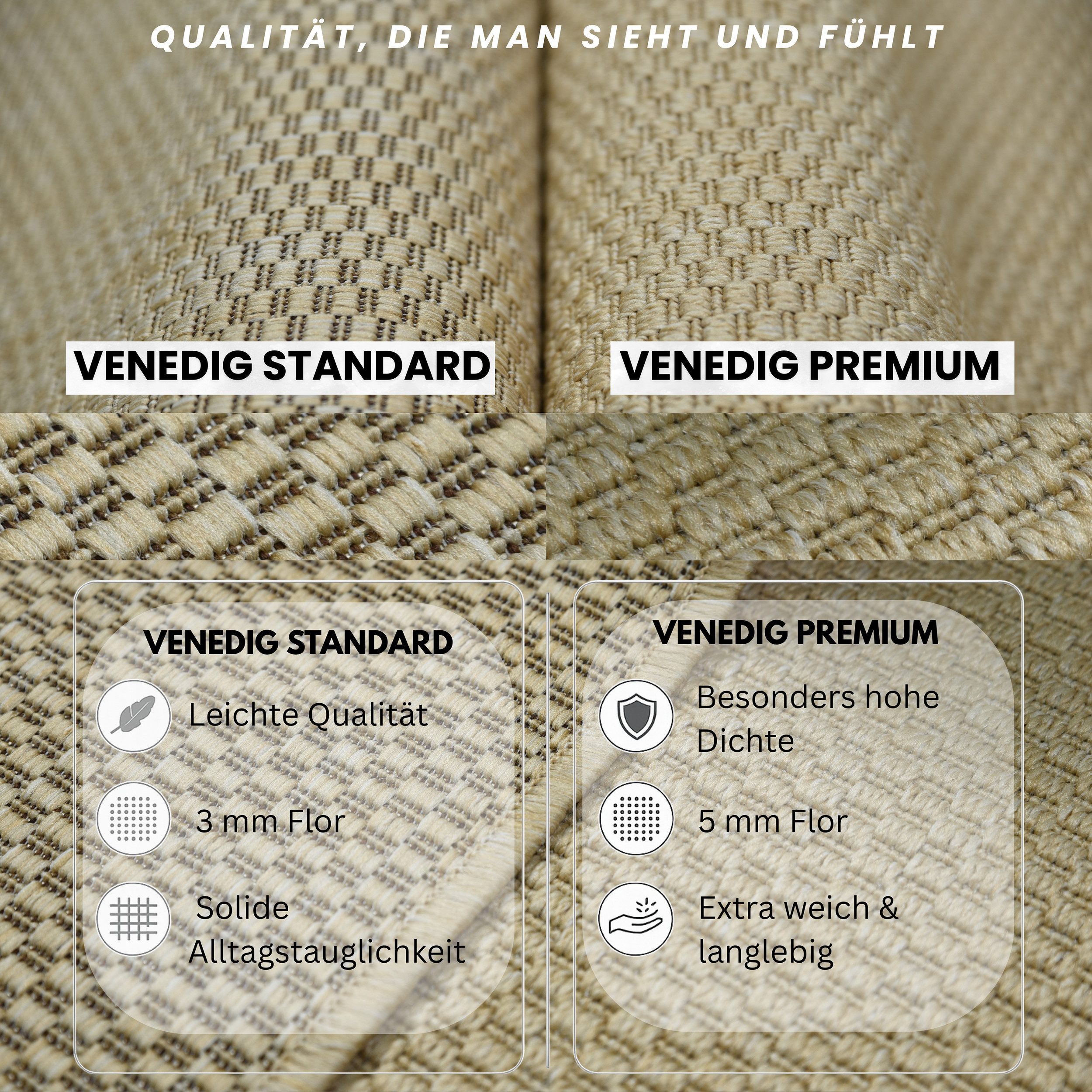 OTTO home Teppich Venedig auch als Läufer erhältlich, rechteckig, Höhe: 4 mm, In- und Outdoor geeignet, Sisal-Optik, Wetterfest & UV-beständig
