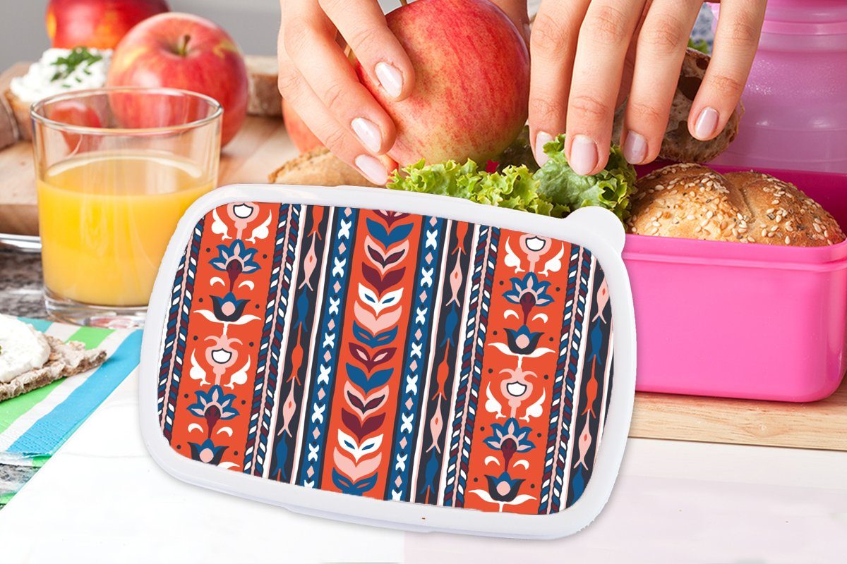 MuchoWow Lunchbox Design - Rot (2-tlg), Kunststoff - rosa für Brotdose Erwachsene, Pflanzen - - Kunststoff, Snackbox, Blumen Mädchen, Minimalismus, Kinder, Brotbox