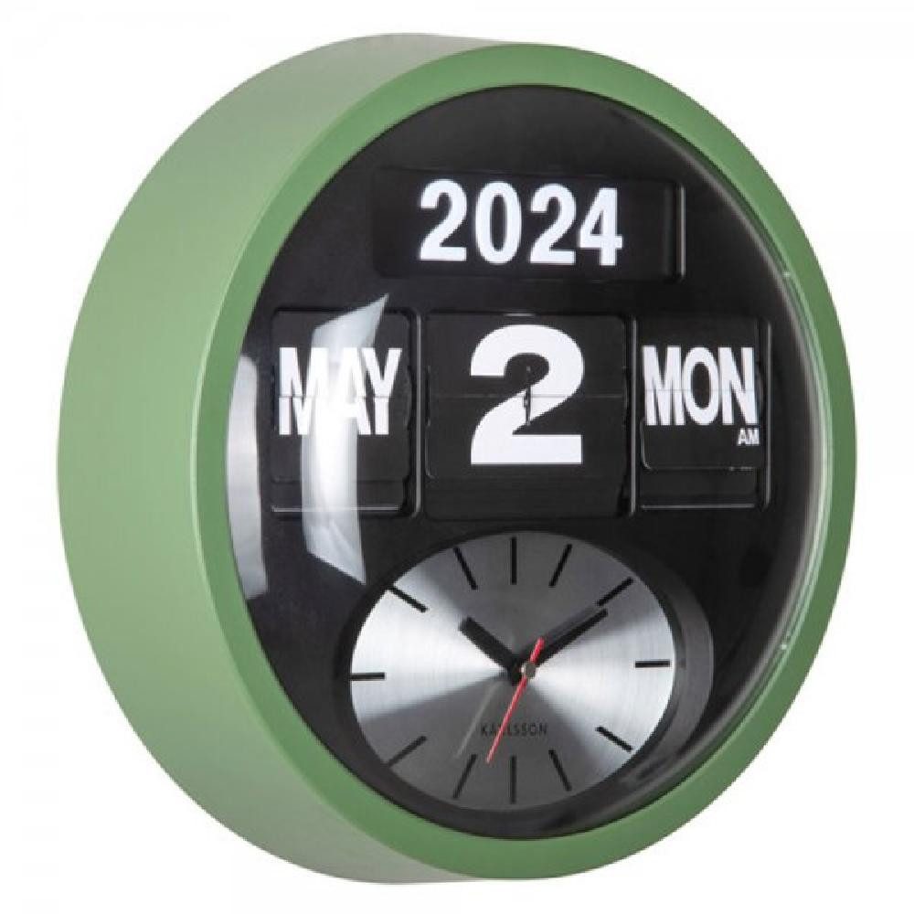 Karlsson Uhr Wanduhr Round Flip Jungle Green