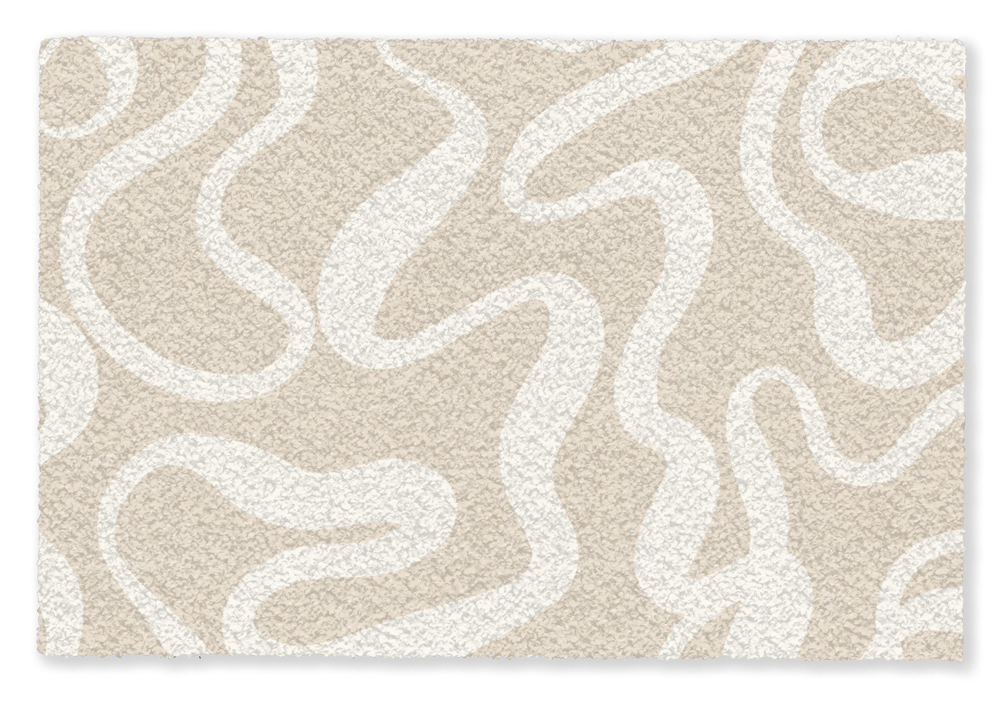 MuchoWow Fußmatte Linien - Abstrakt - Beige - Weiß - Minimalistisch, Rechteckig, innen Schmutzfangmatte, Tür, Schmutzfänger Flur, Teppich 60x40 cm