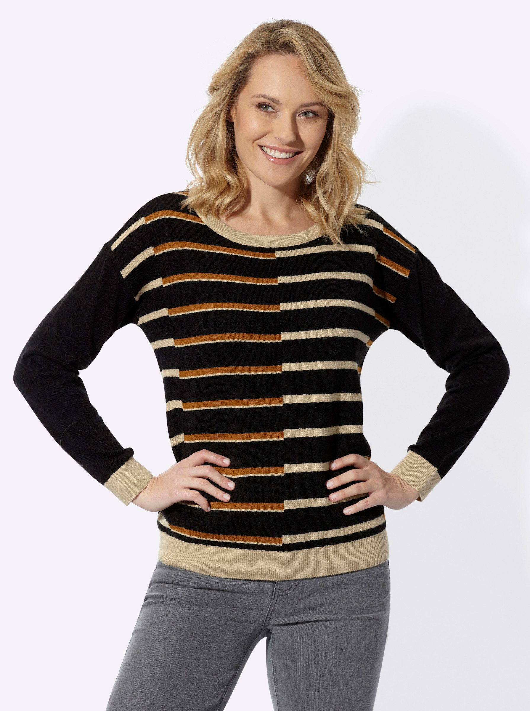 Sieh an! Strickpullover Rundhals-Pullover Langarm Jacquard, Jersey