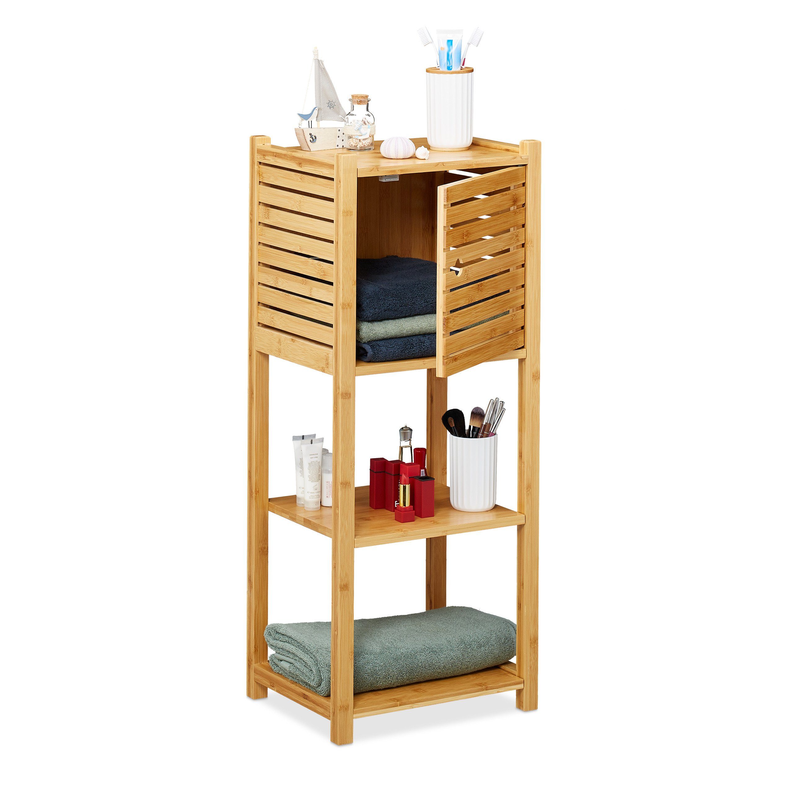 relaxdays Badregal Bambus mit 4 Ablagen, 1-tlg.