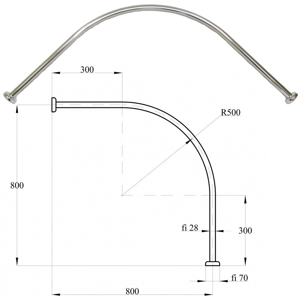 Ekershop Duschvorhangstange Bogenstange Alu Oval EINTEILIG 80x 80cm Eckdusc günstig online kaufen